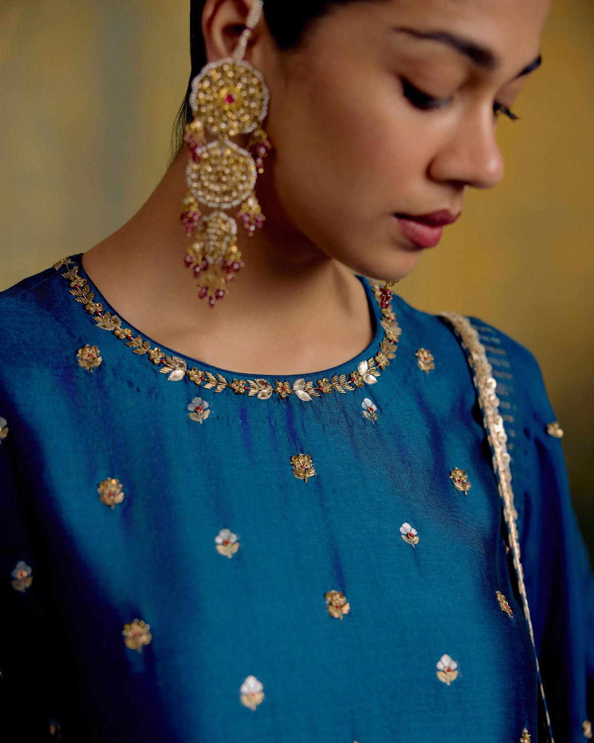 Firozi Kurta Chanderi Set