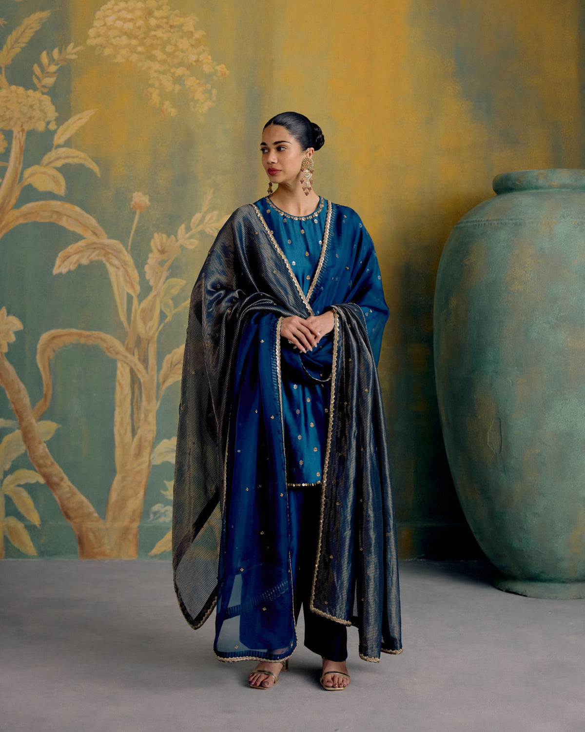 Firozi Kurta Chanderi Set