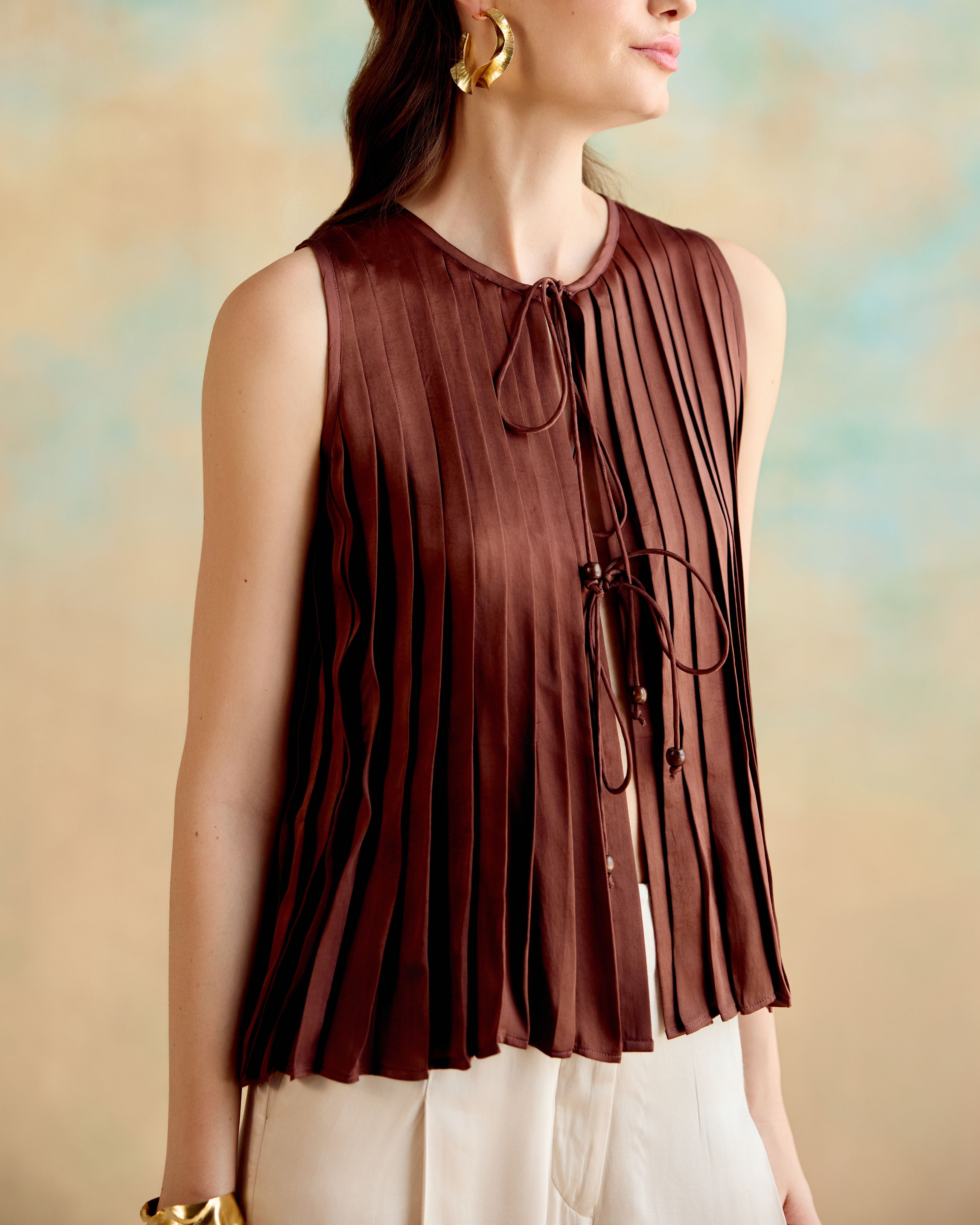 Brown Tie Up Top