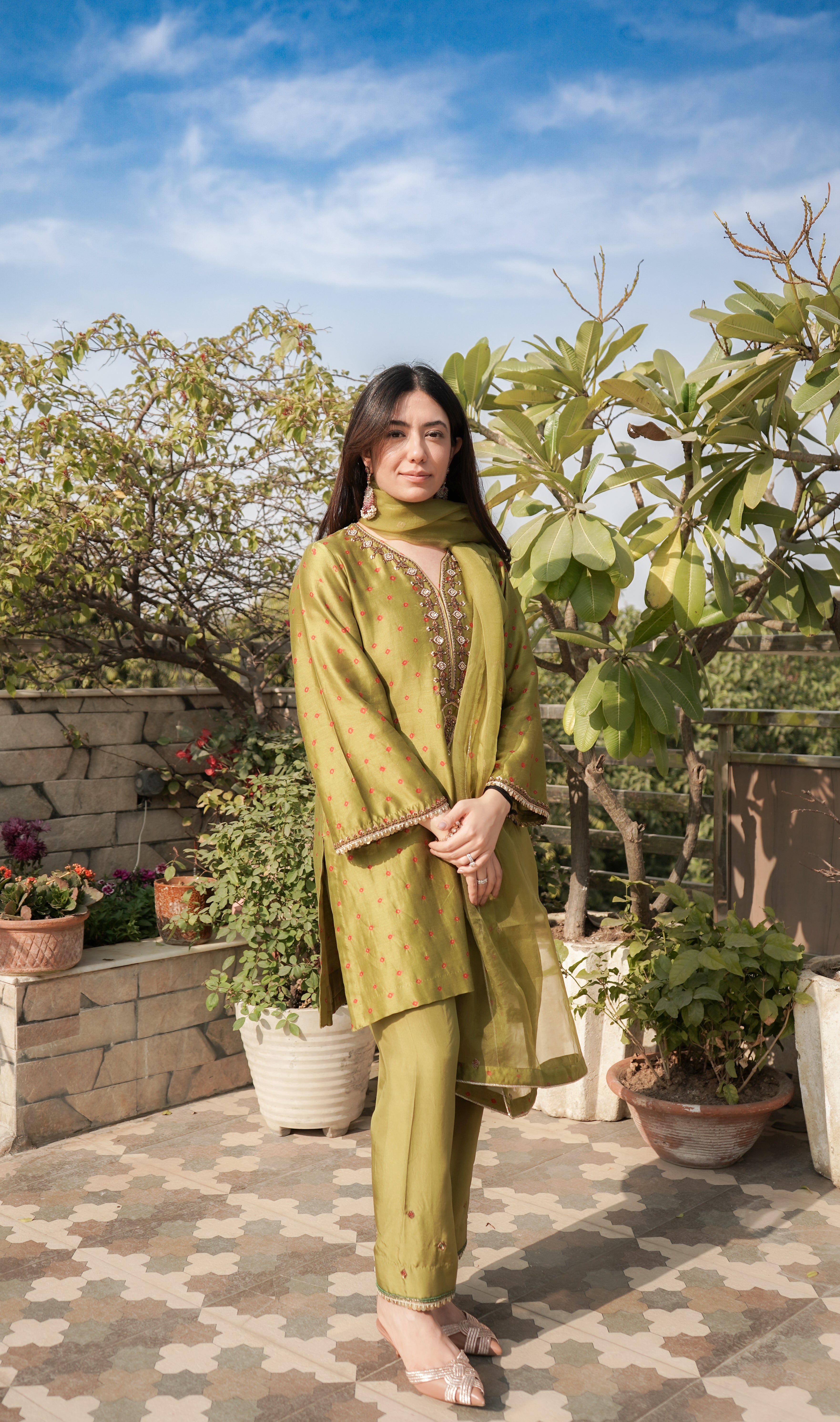 Mehndi Green Bandhani Set