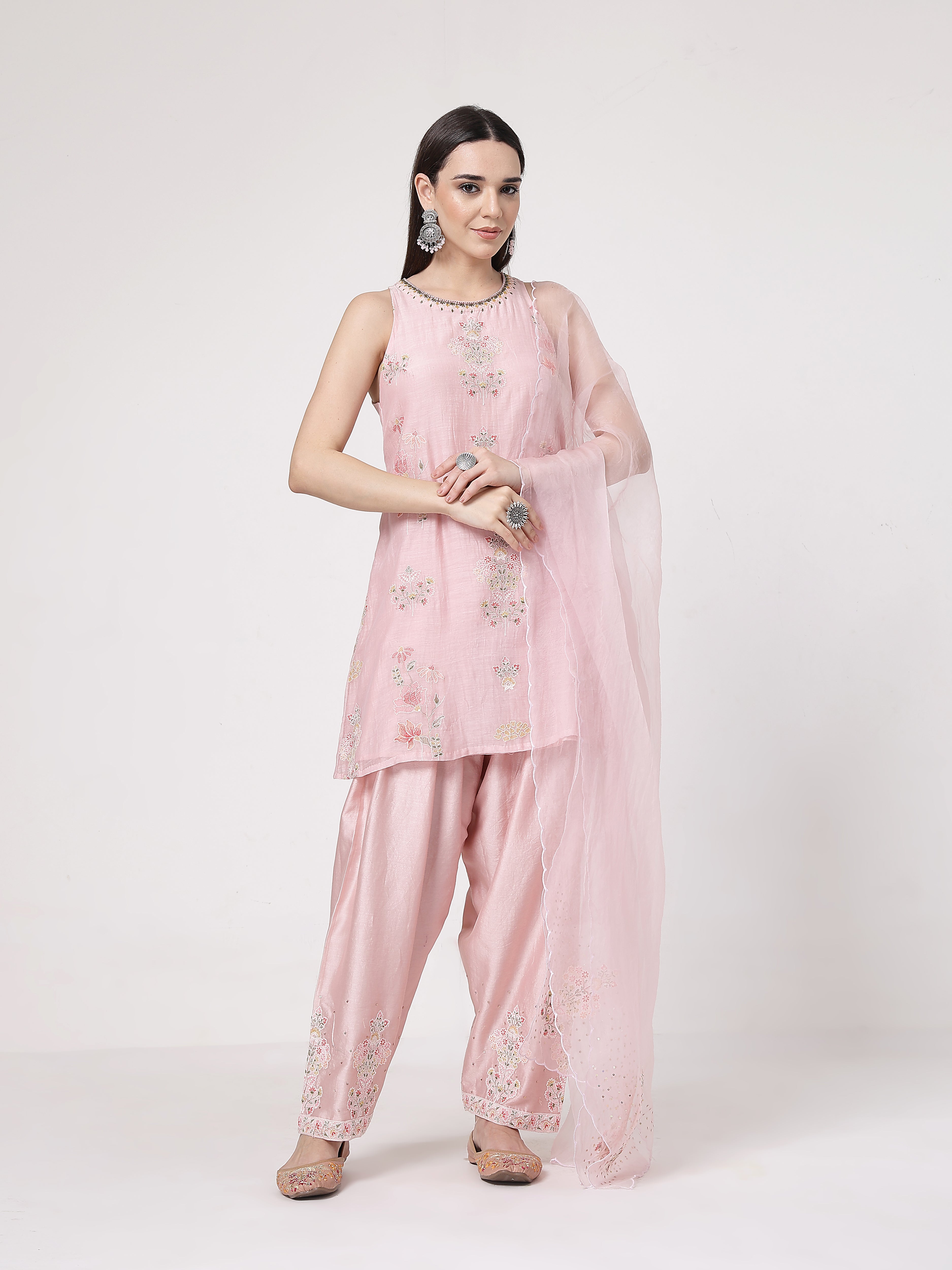 Pearl Pink A-line Salwar Set