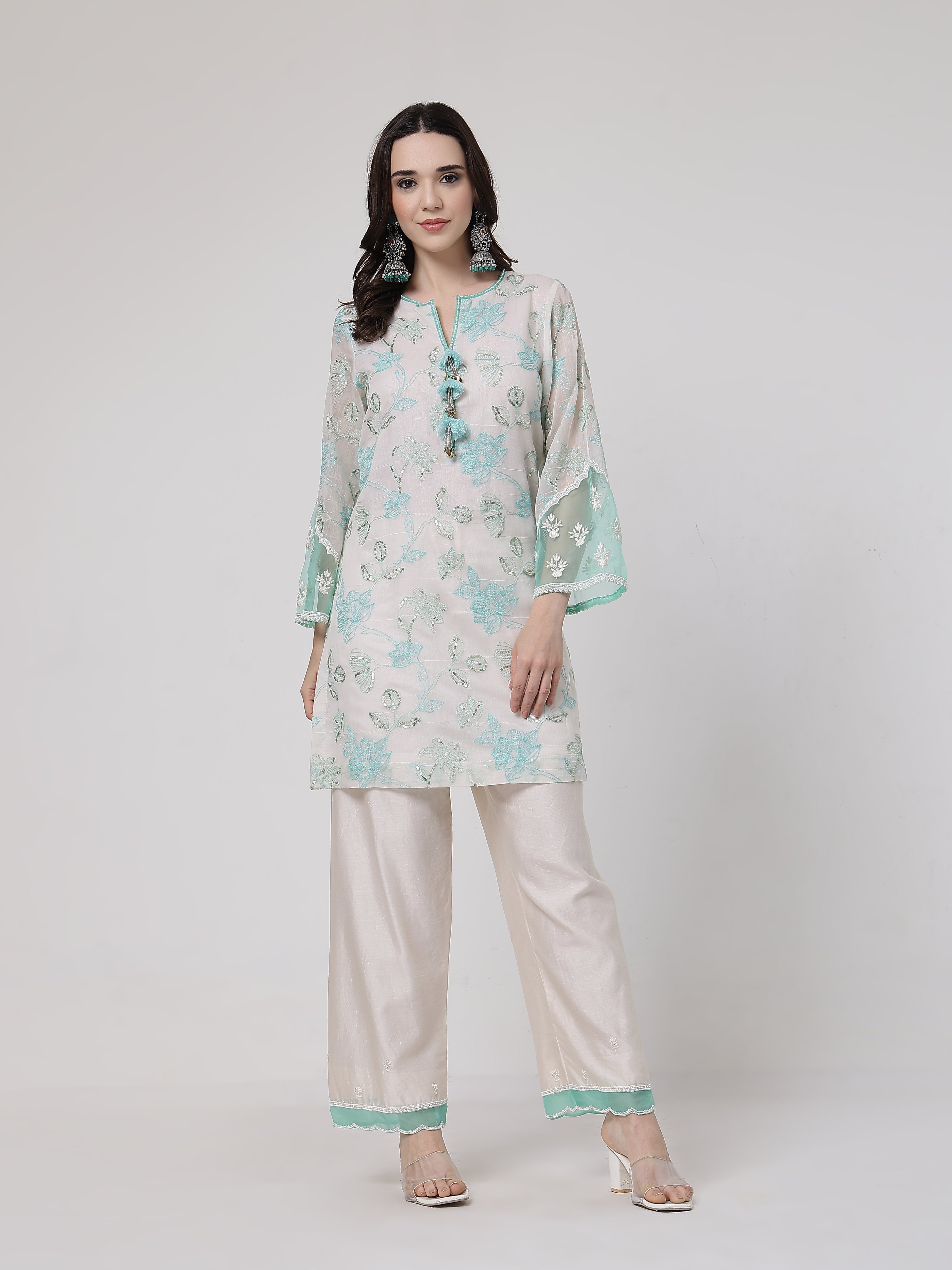 Mint Green Tassels Kurta Set