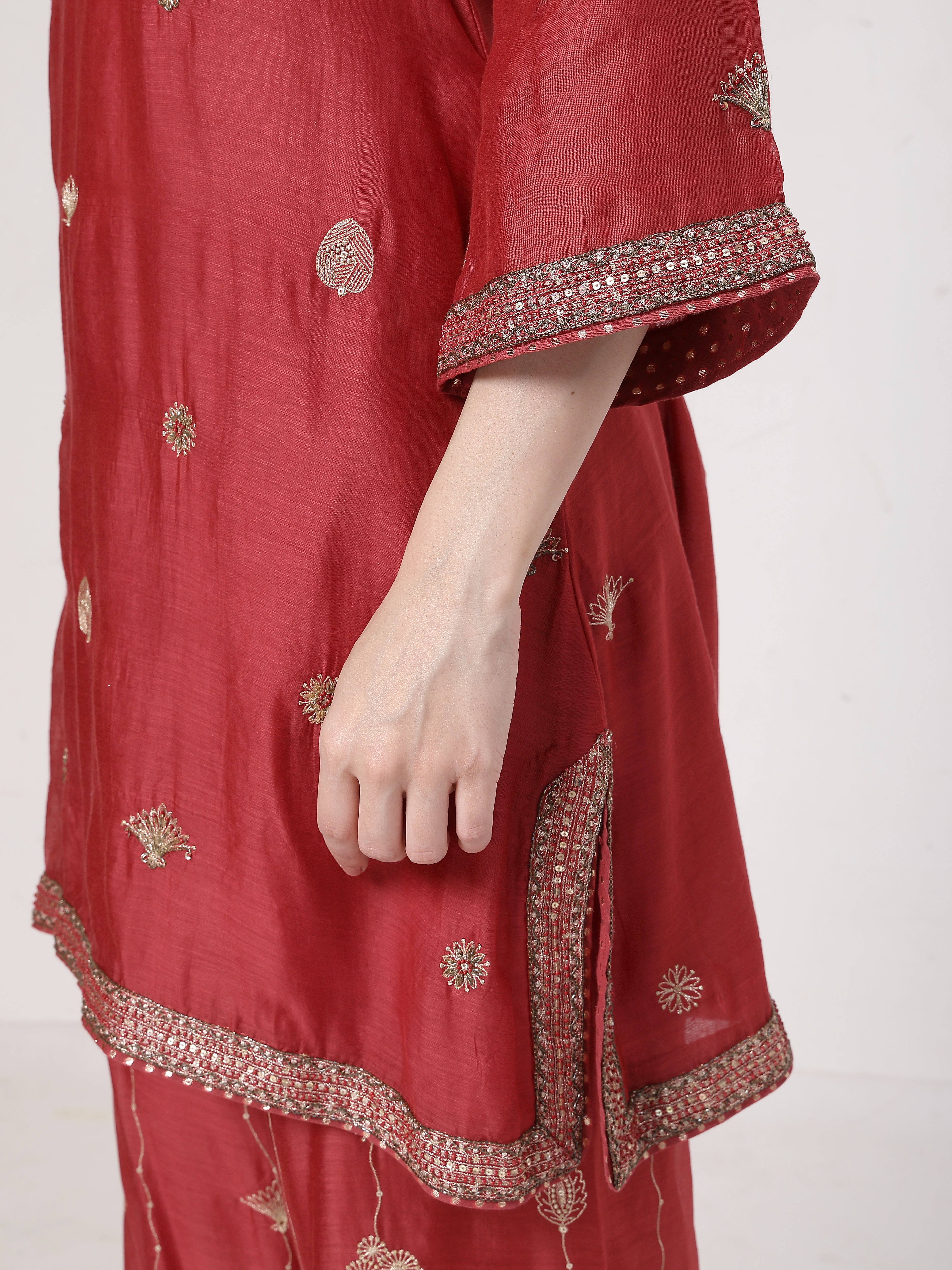 Maroon Embroidered Suit Set