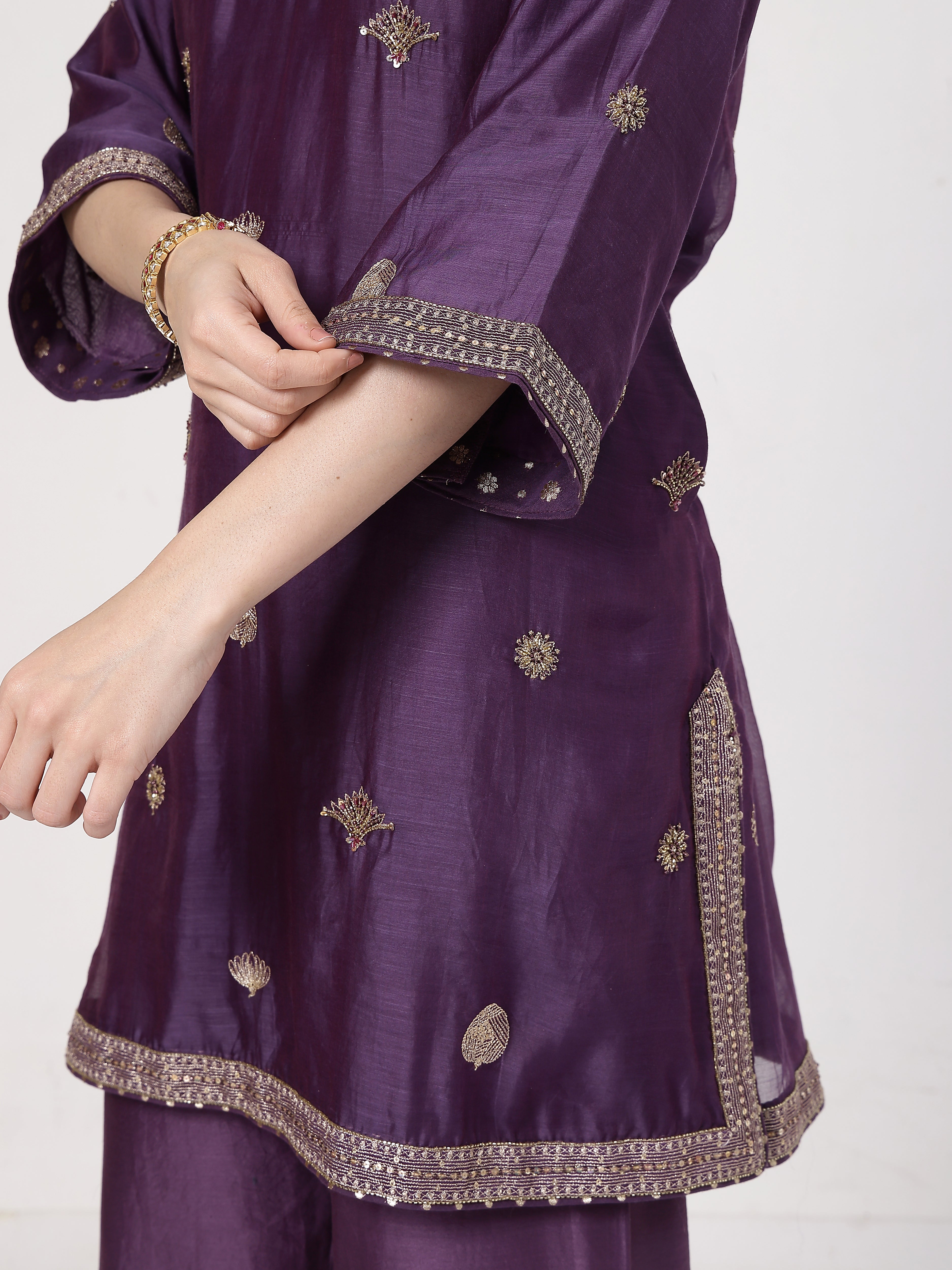 Violet Embroidered Suit Set