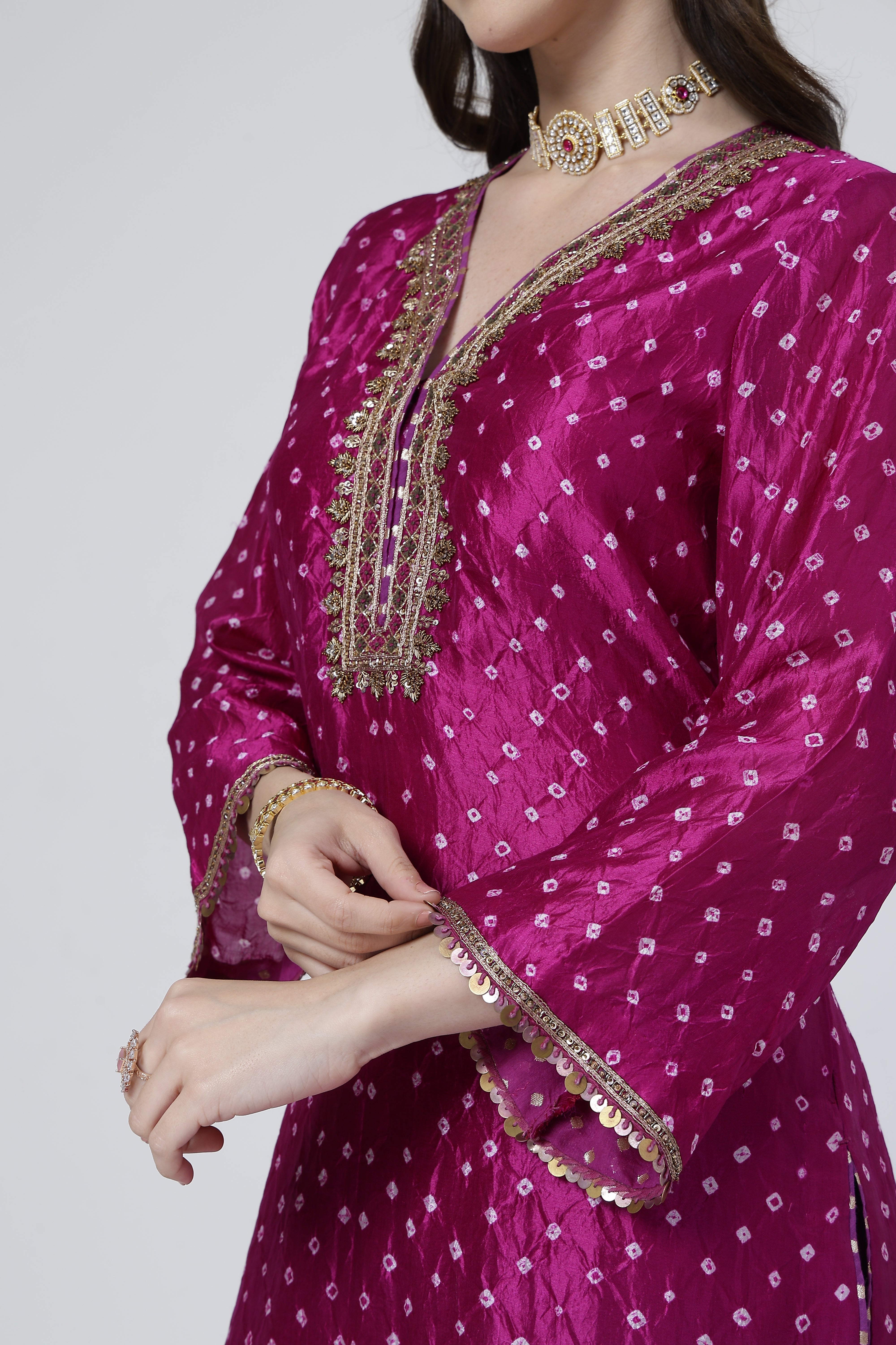 Violet Bandhani Salwar Set