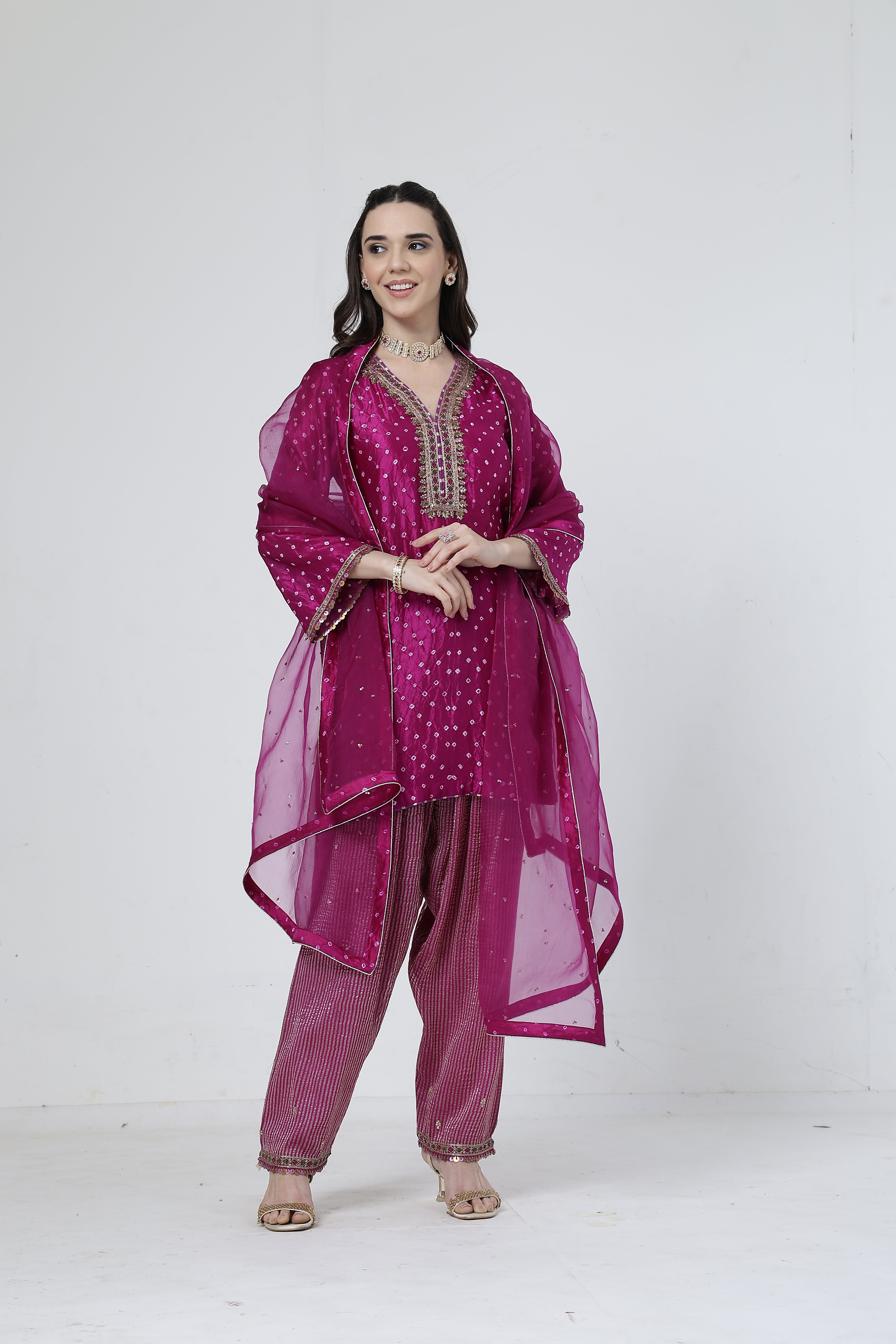 Violet Bandhani Salwar Set