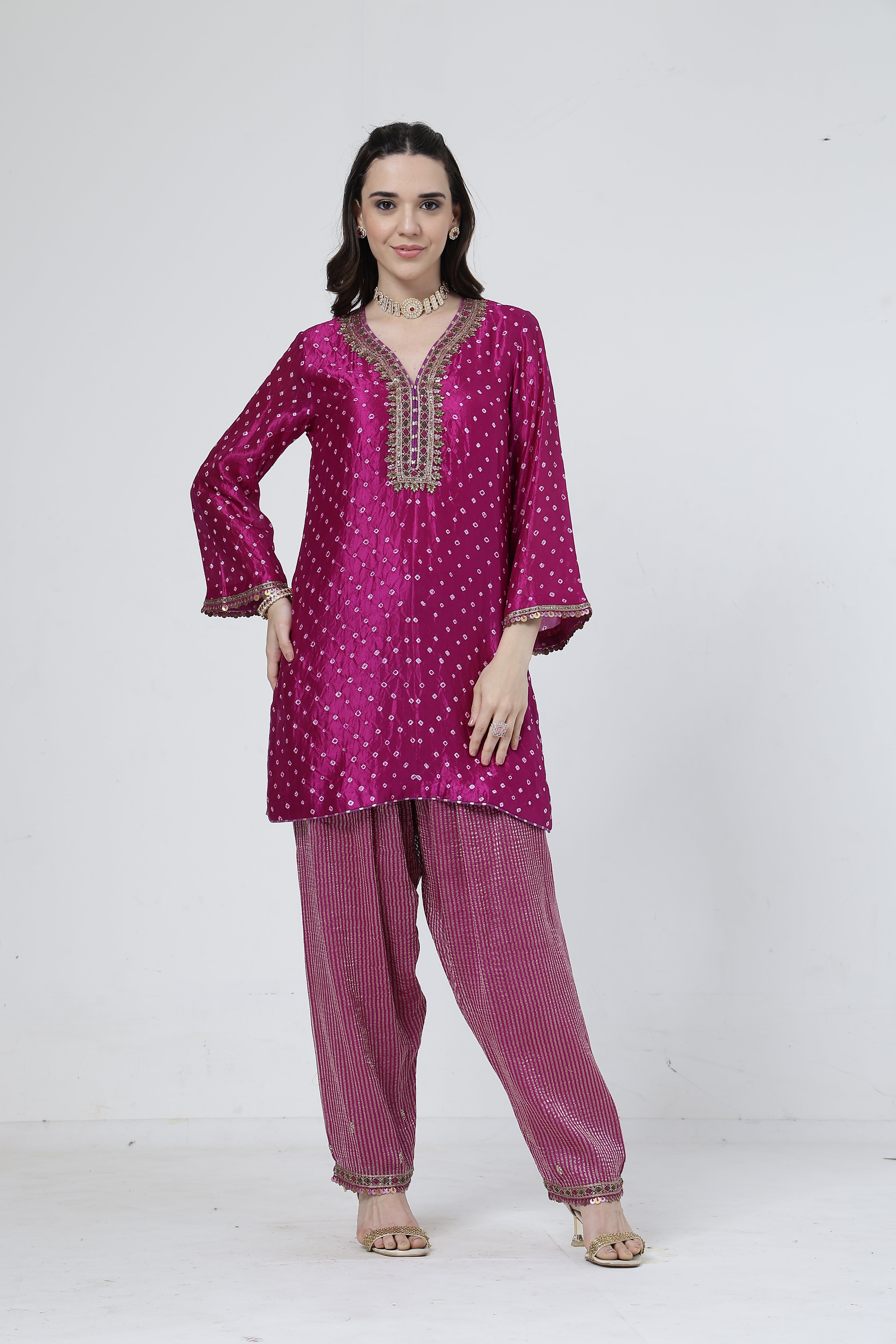 Violet Bandhani Salwar Set