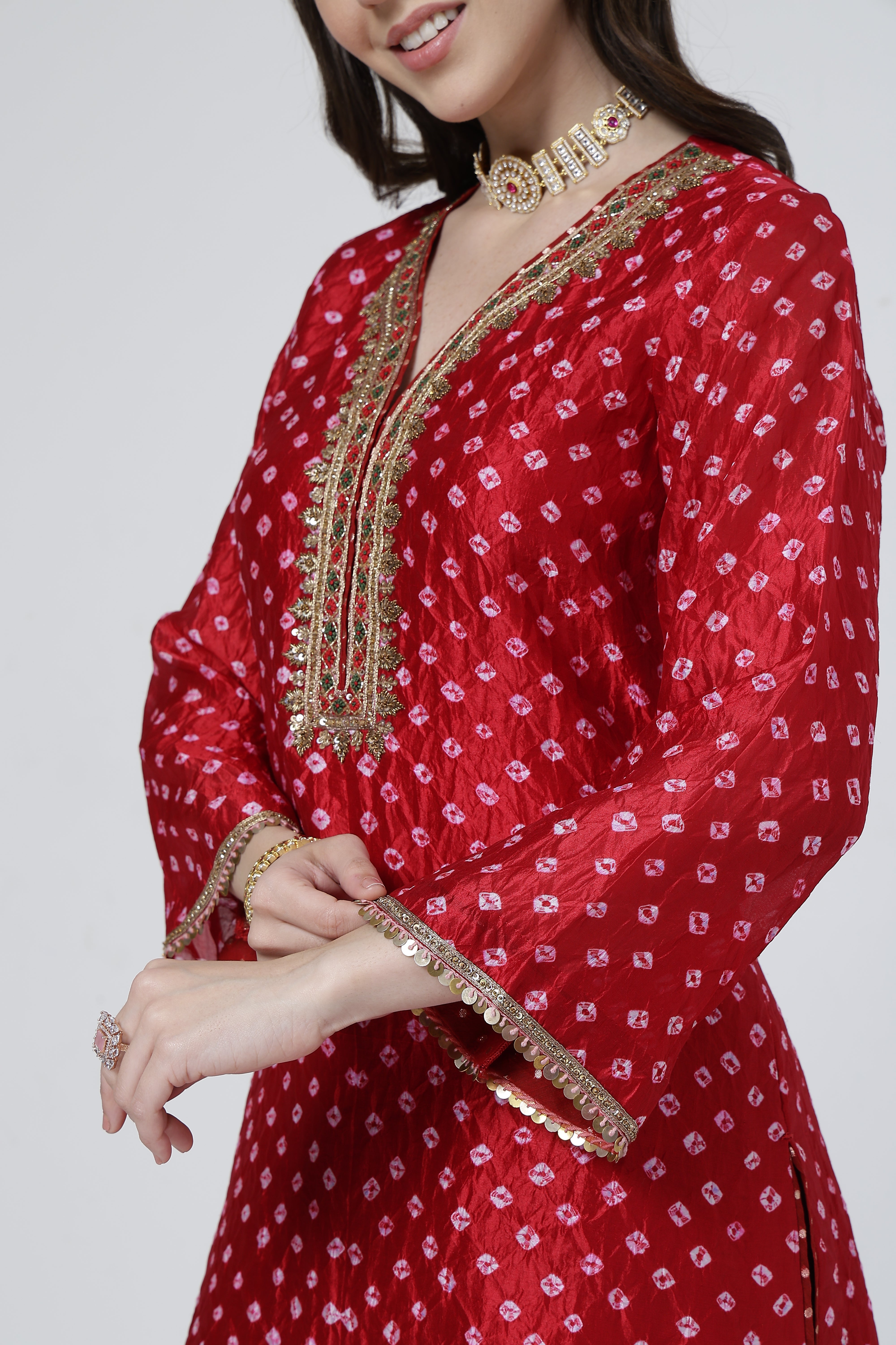 Crimson Bandhani Salwar Set