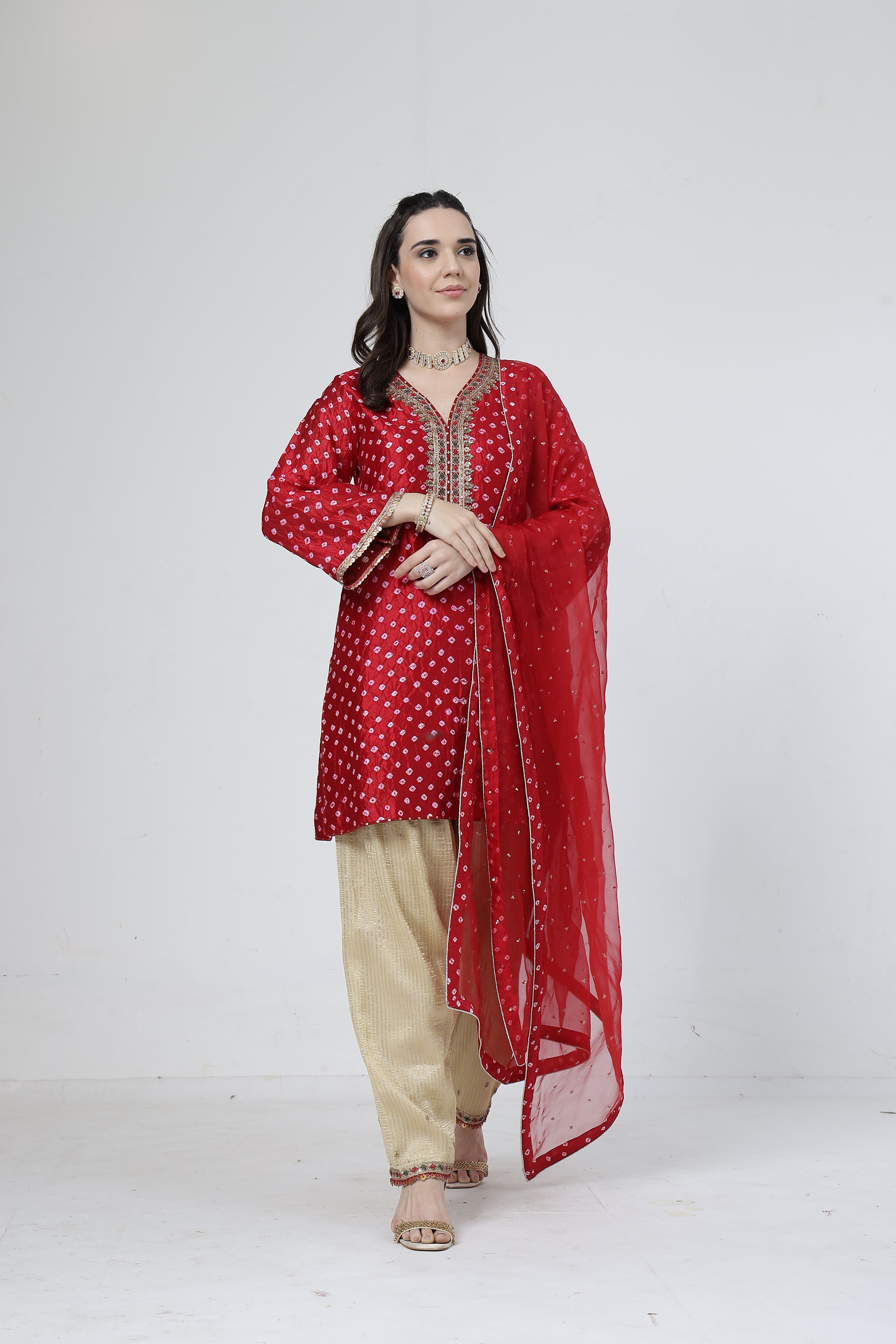 Crimson Bandhani Salwar Set
