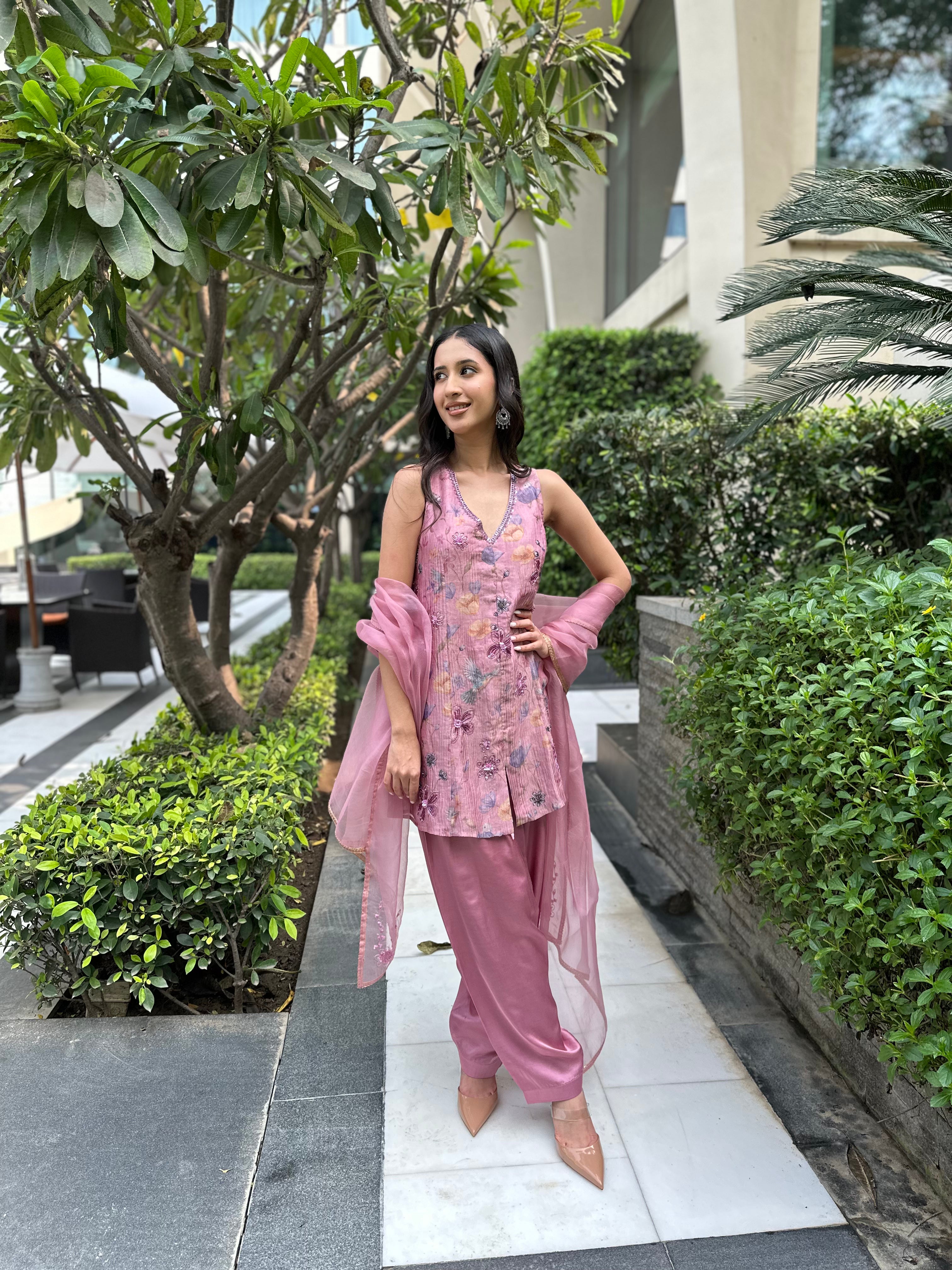 Mauve Crushed Salwar Set