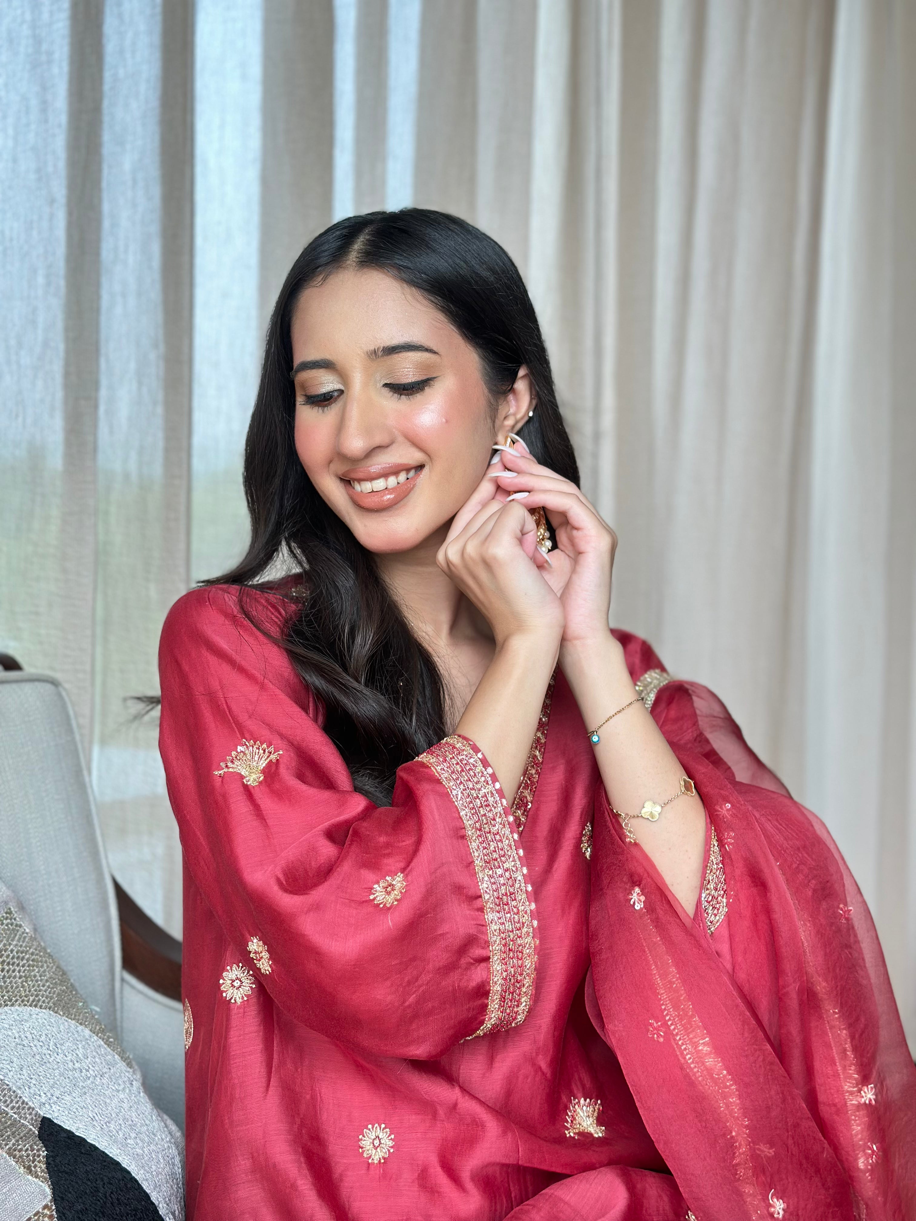 Maroon Embroidered Suit Set
