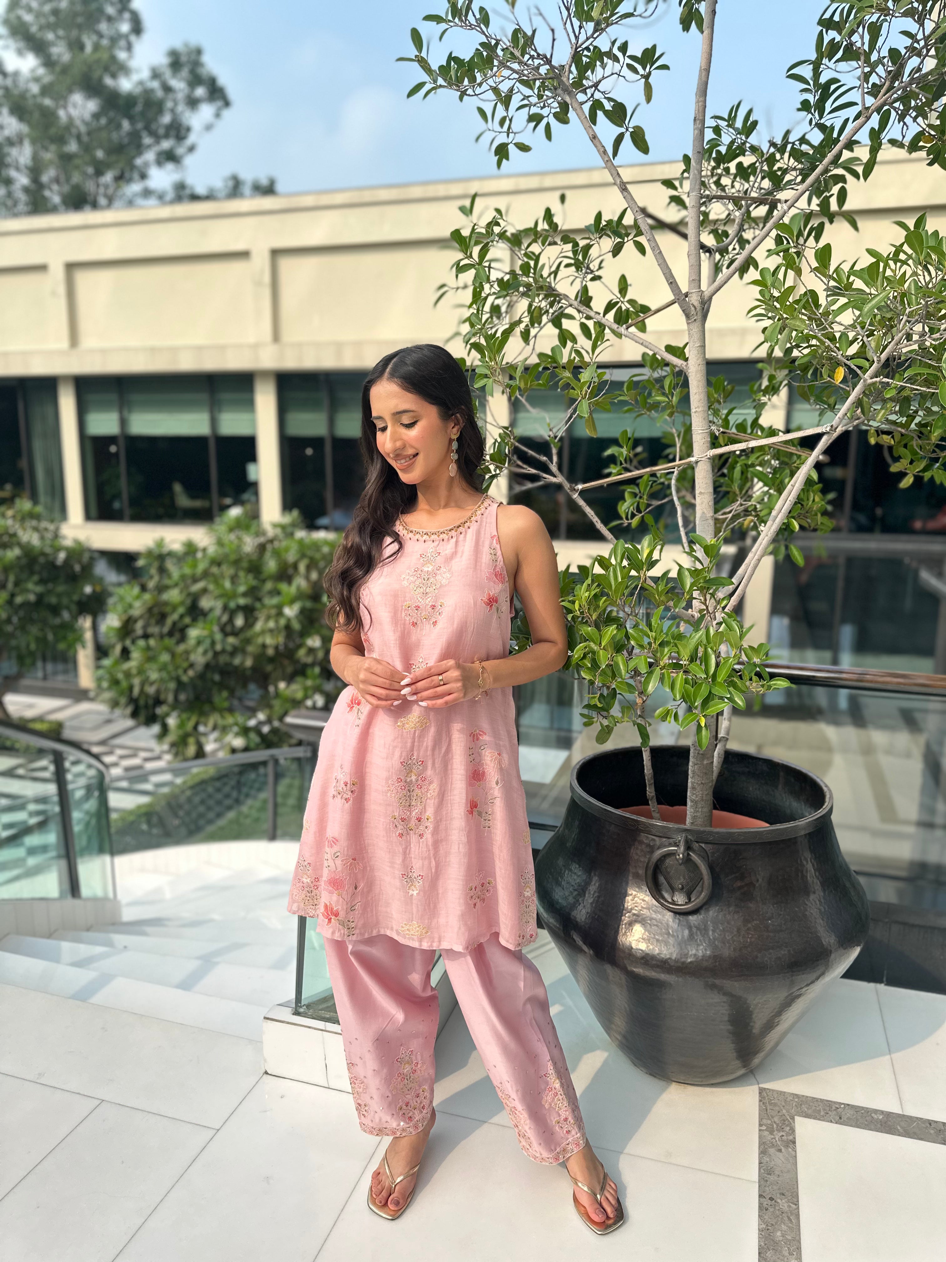 Pearl Pink A-line Salwar Set