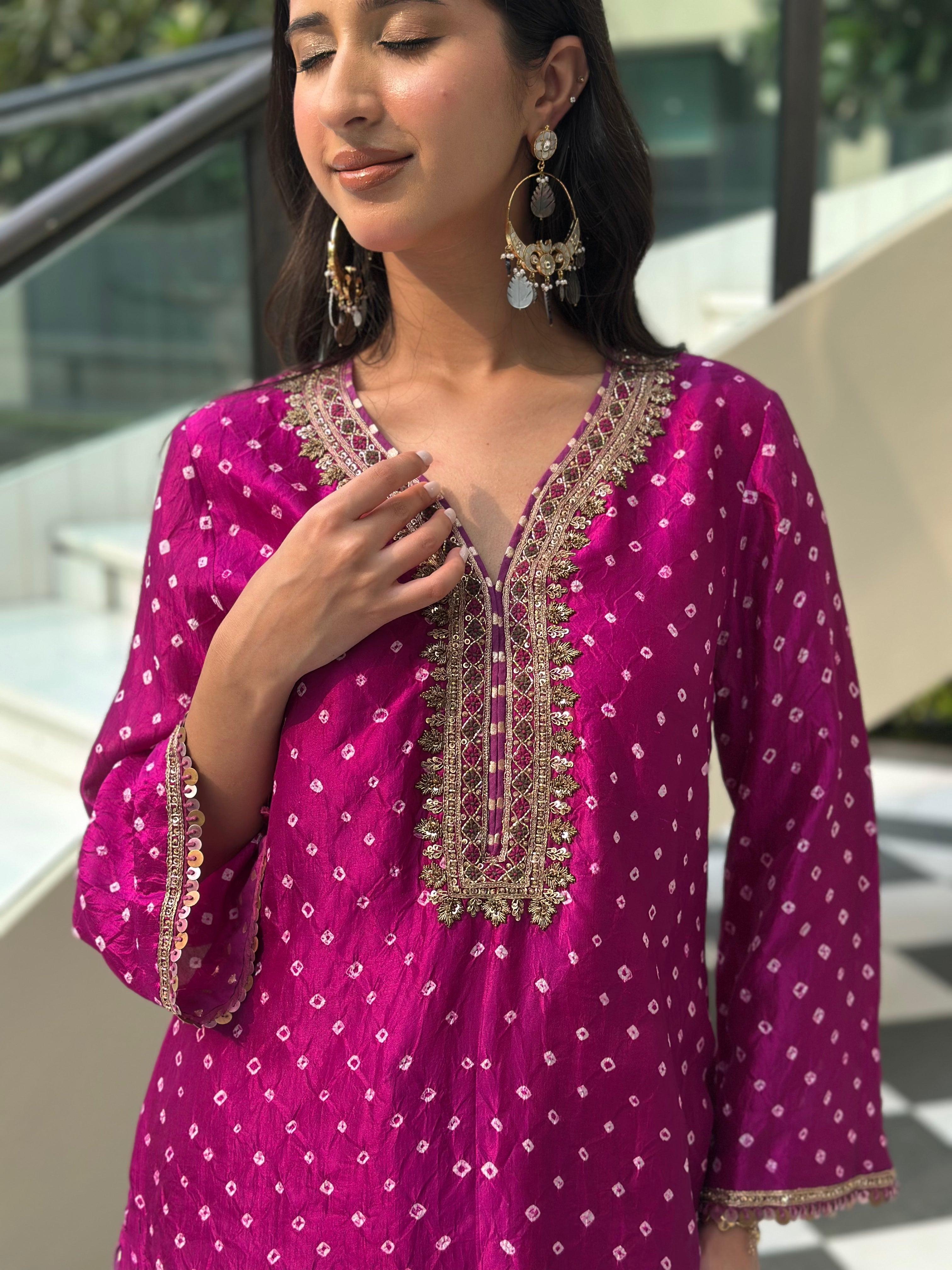 Violet Bandhani Salwar Set