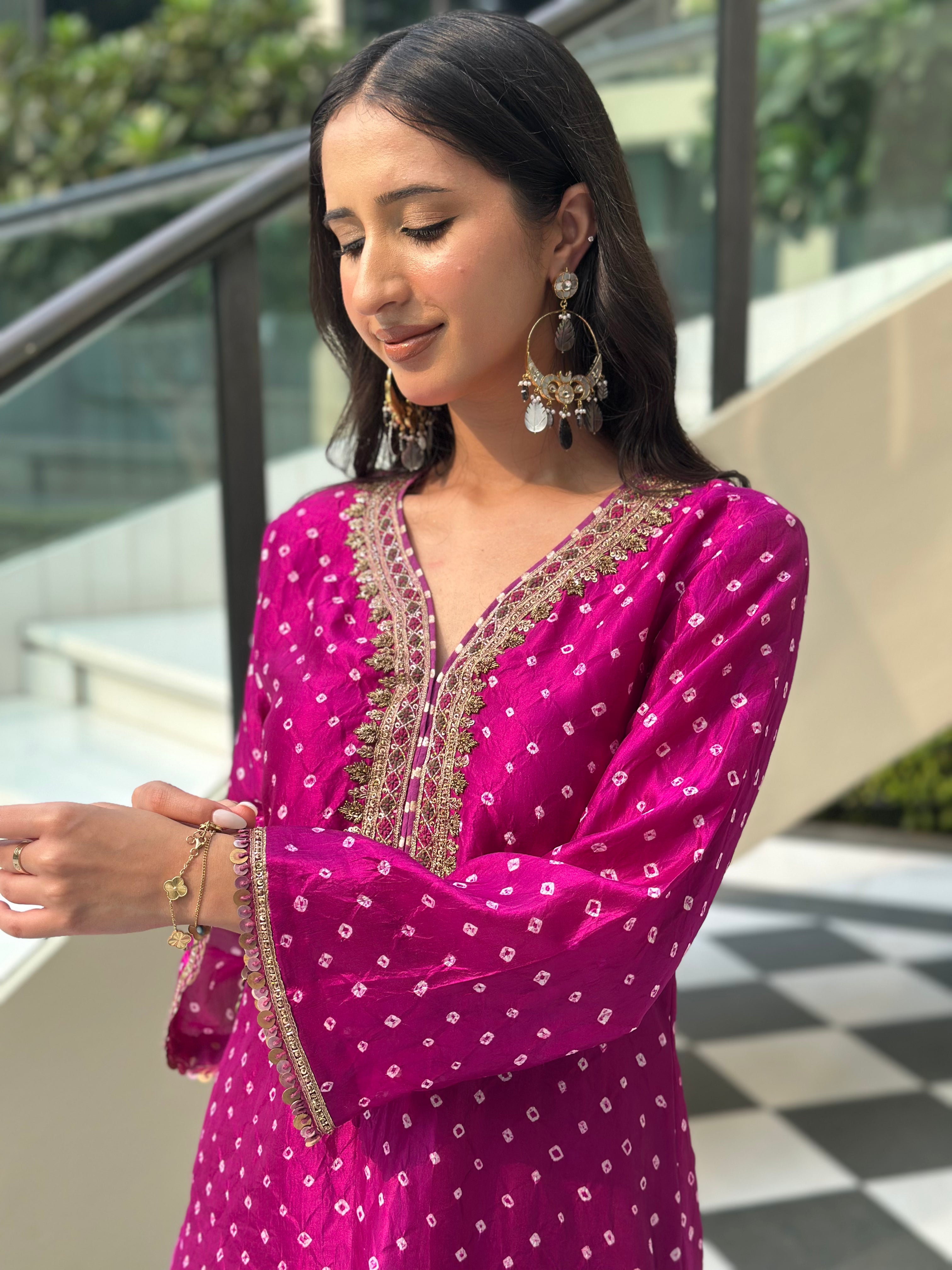 Violet Bandhani Salwar Set