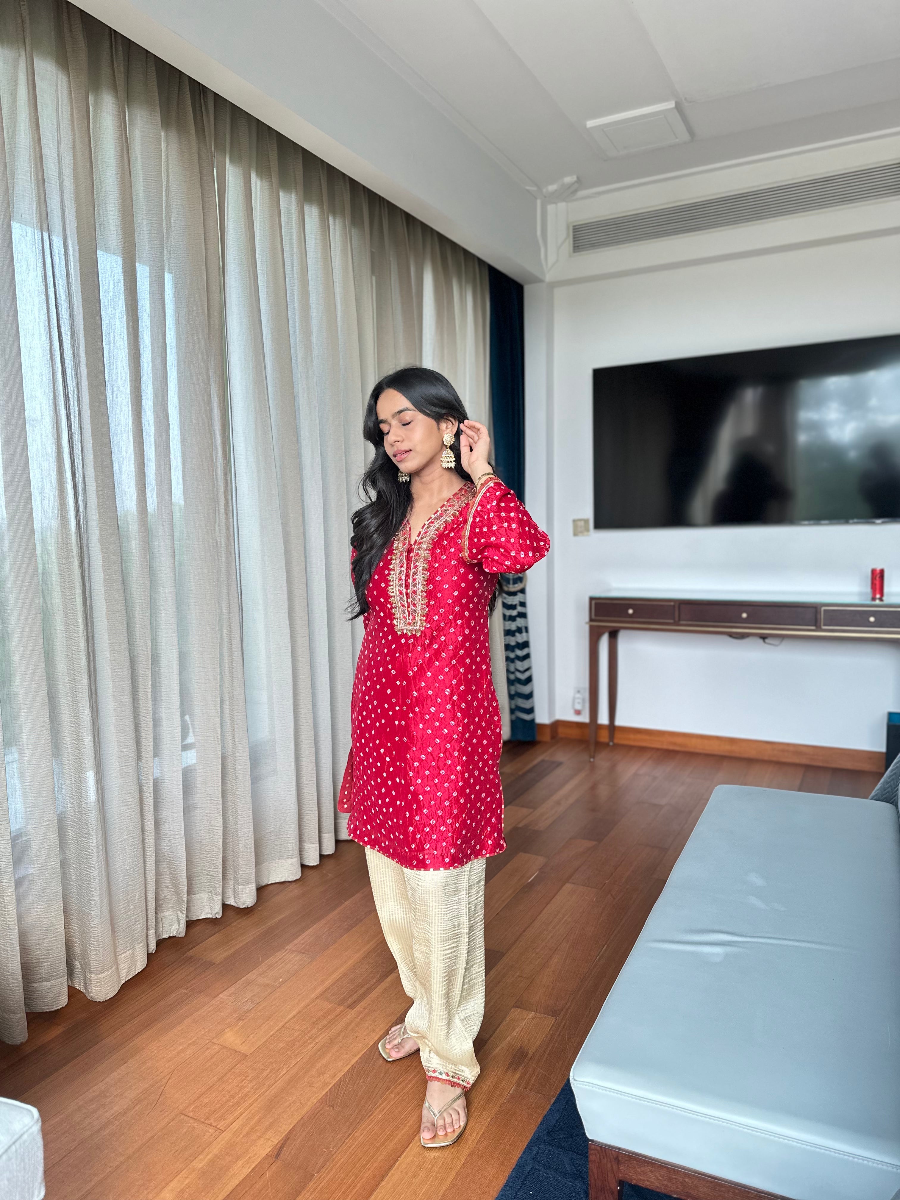 Crimson Bandhani Salwar Set