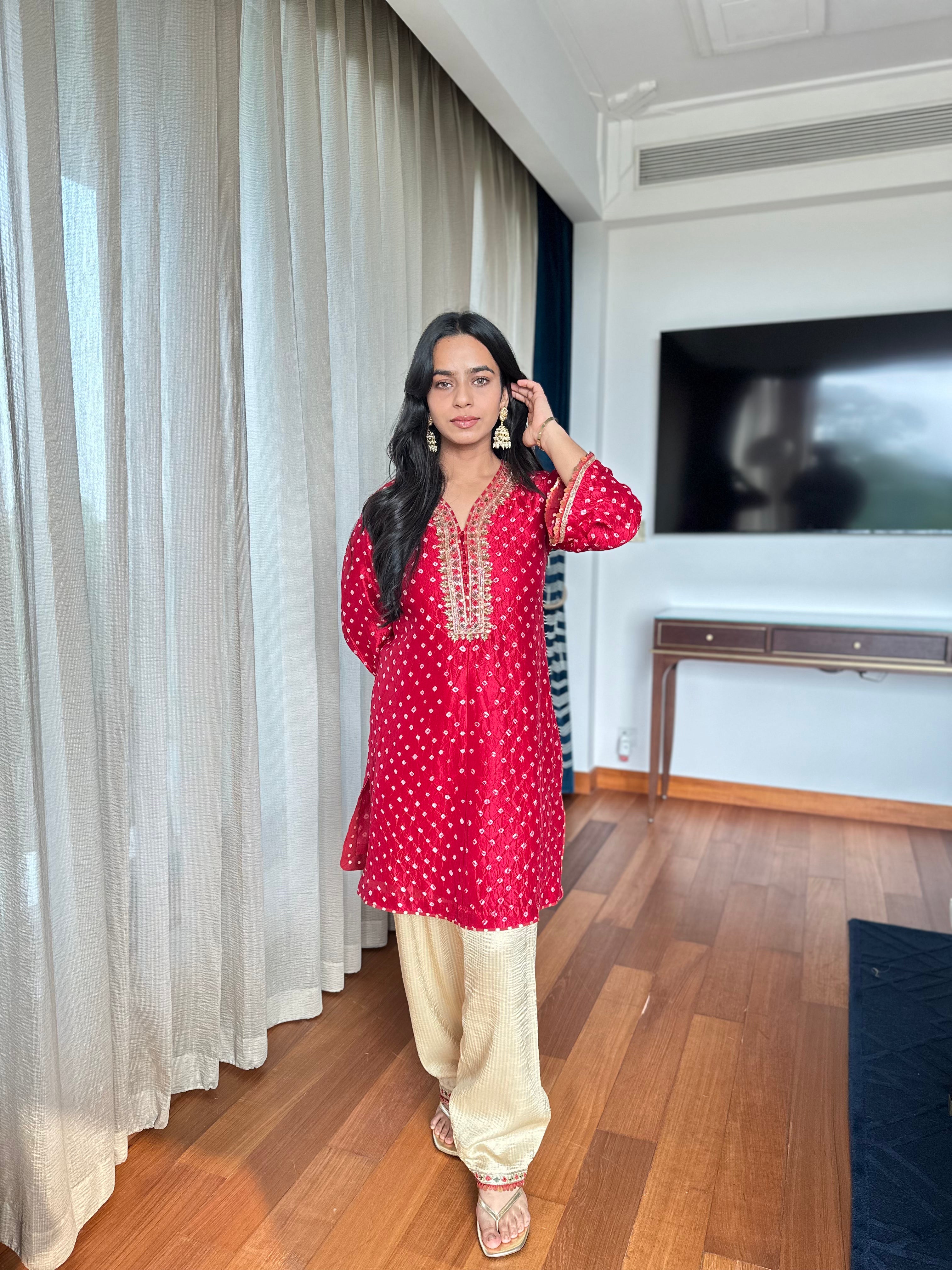 Crimson Bandhani Salwar Set