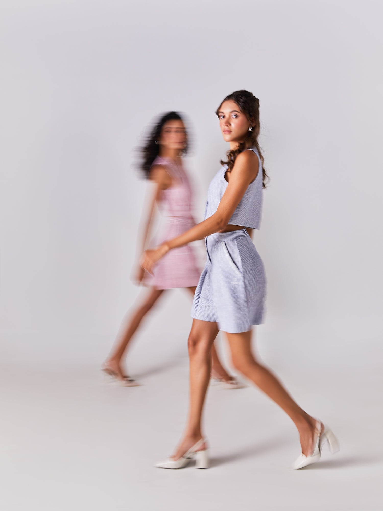 Sky Blue Pinstriped playsuit