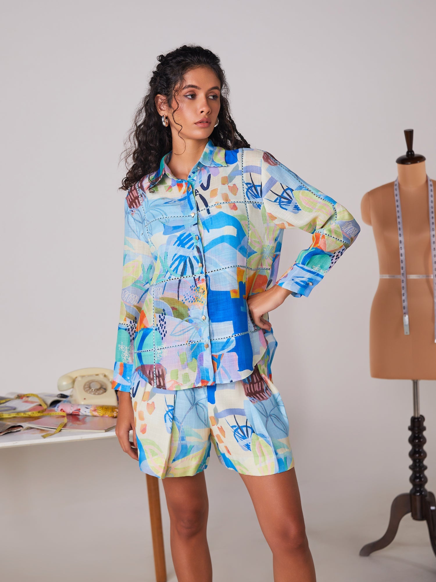 Cobalt Abstract Print Co-ord Set