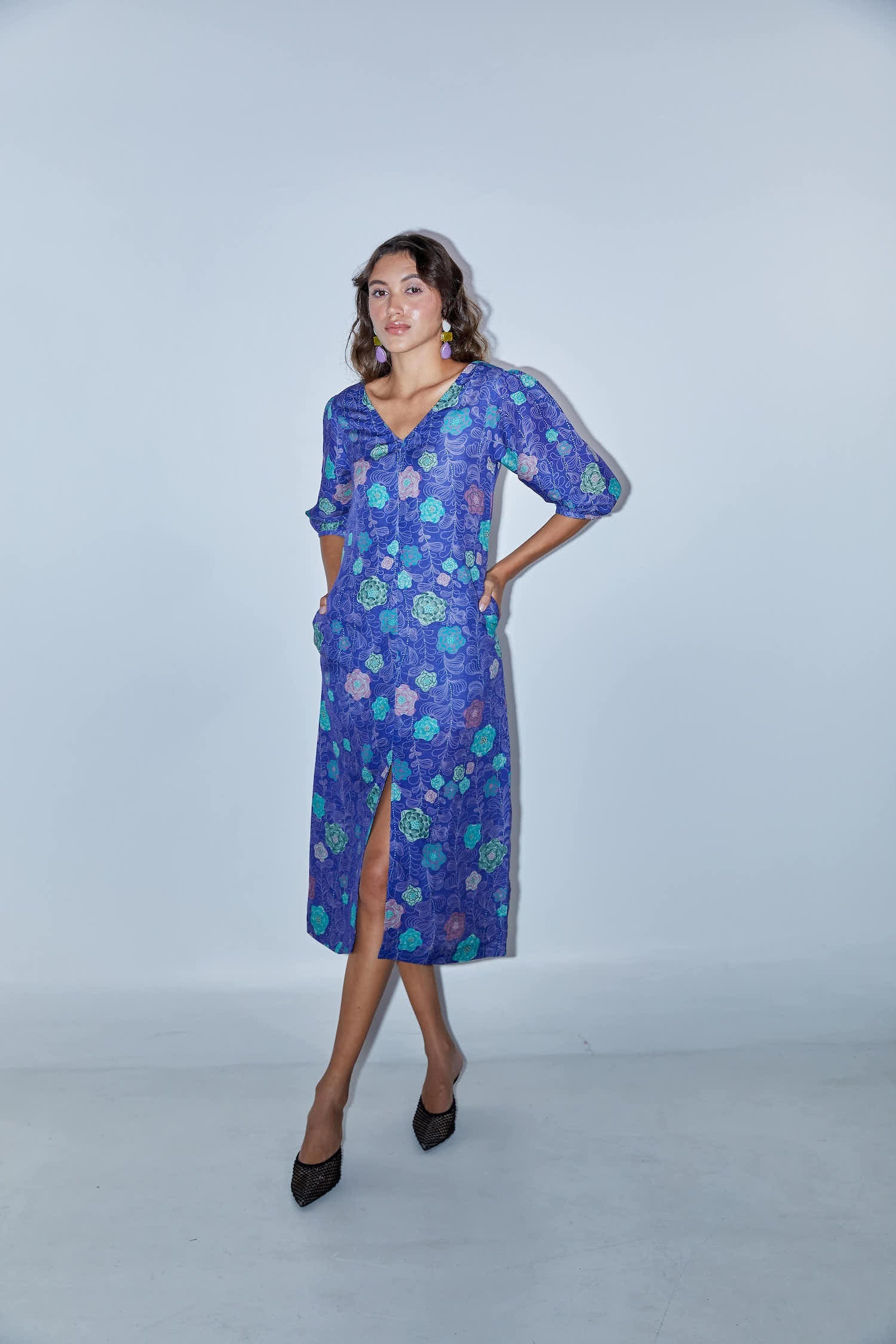 Violet blossom midi dress