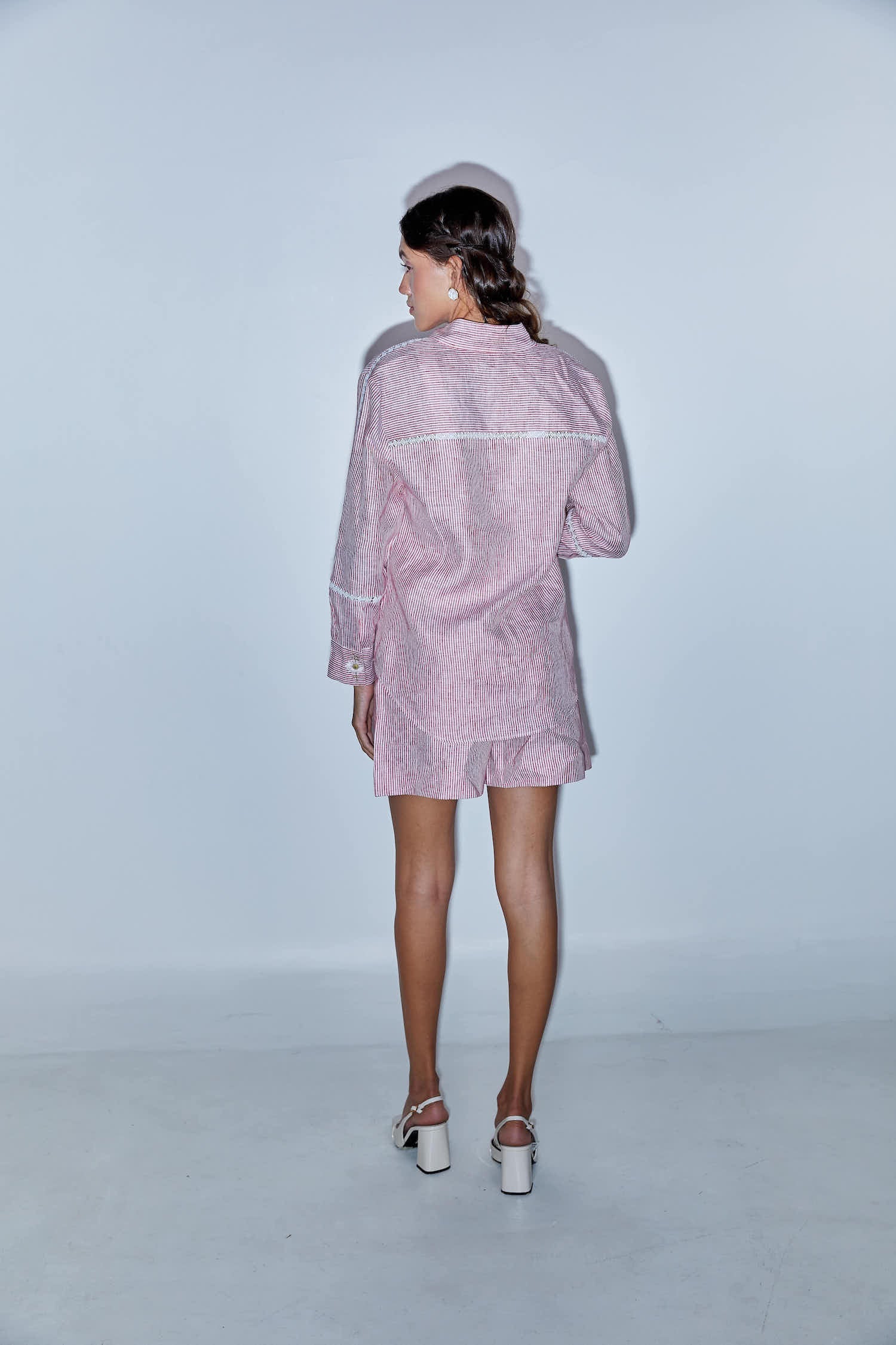 Scarlet Pinstripe Shirt and Shorts Co-ord Set