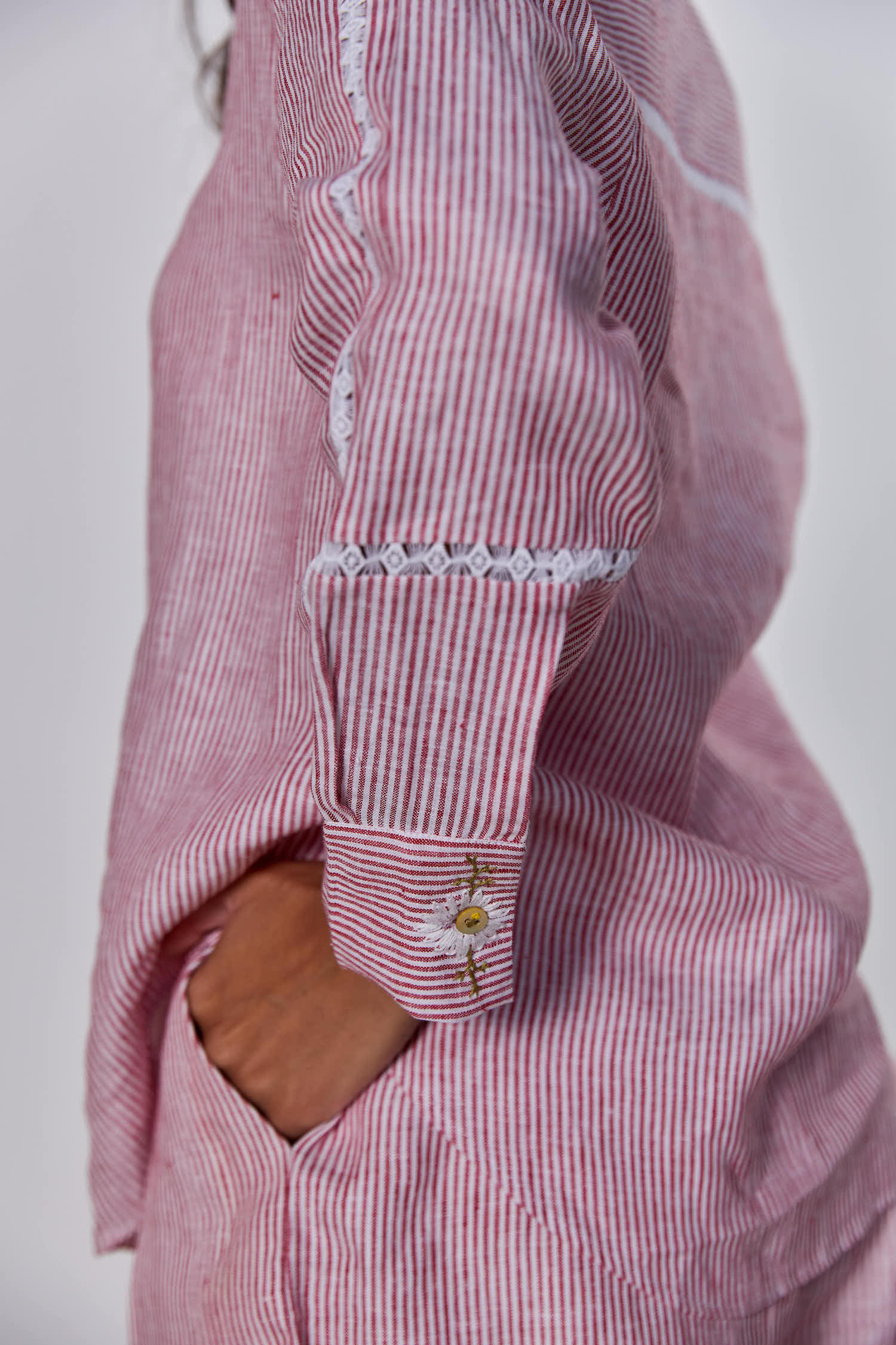 Scarlet Pinstripe Shirt and Shorts Co-ord Set