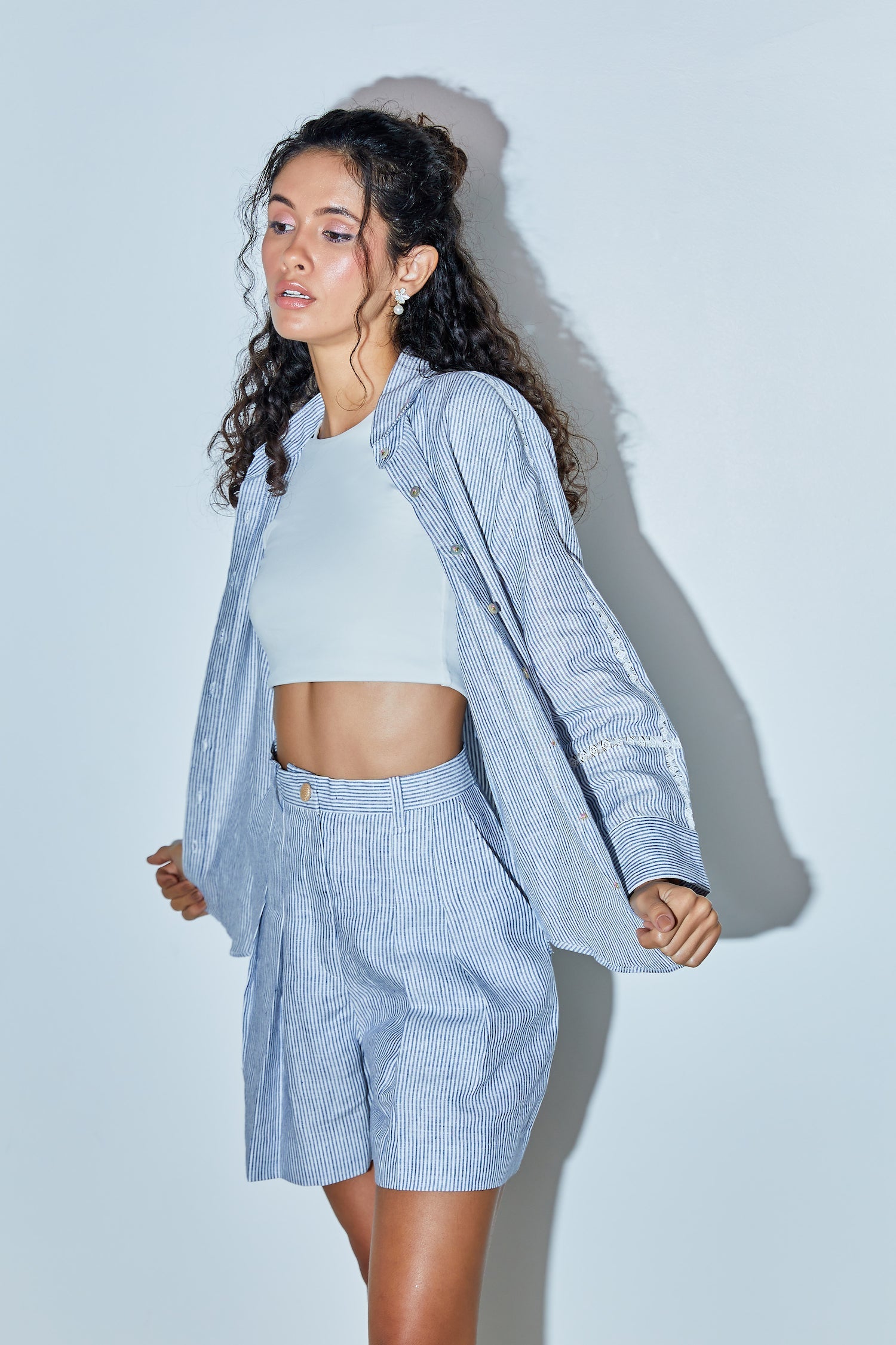 Sky Blue Pinstripe Shirt Co-Ord
