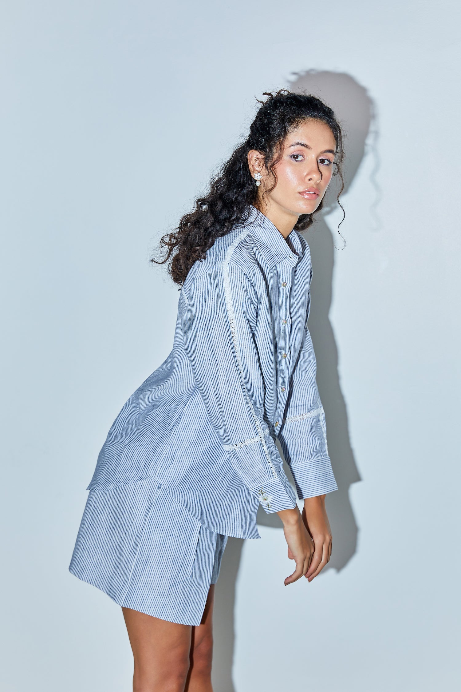 Sky Blue Pinstripe Shirt Co-Ord