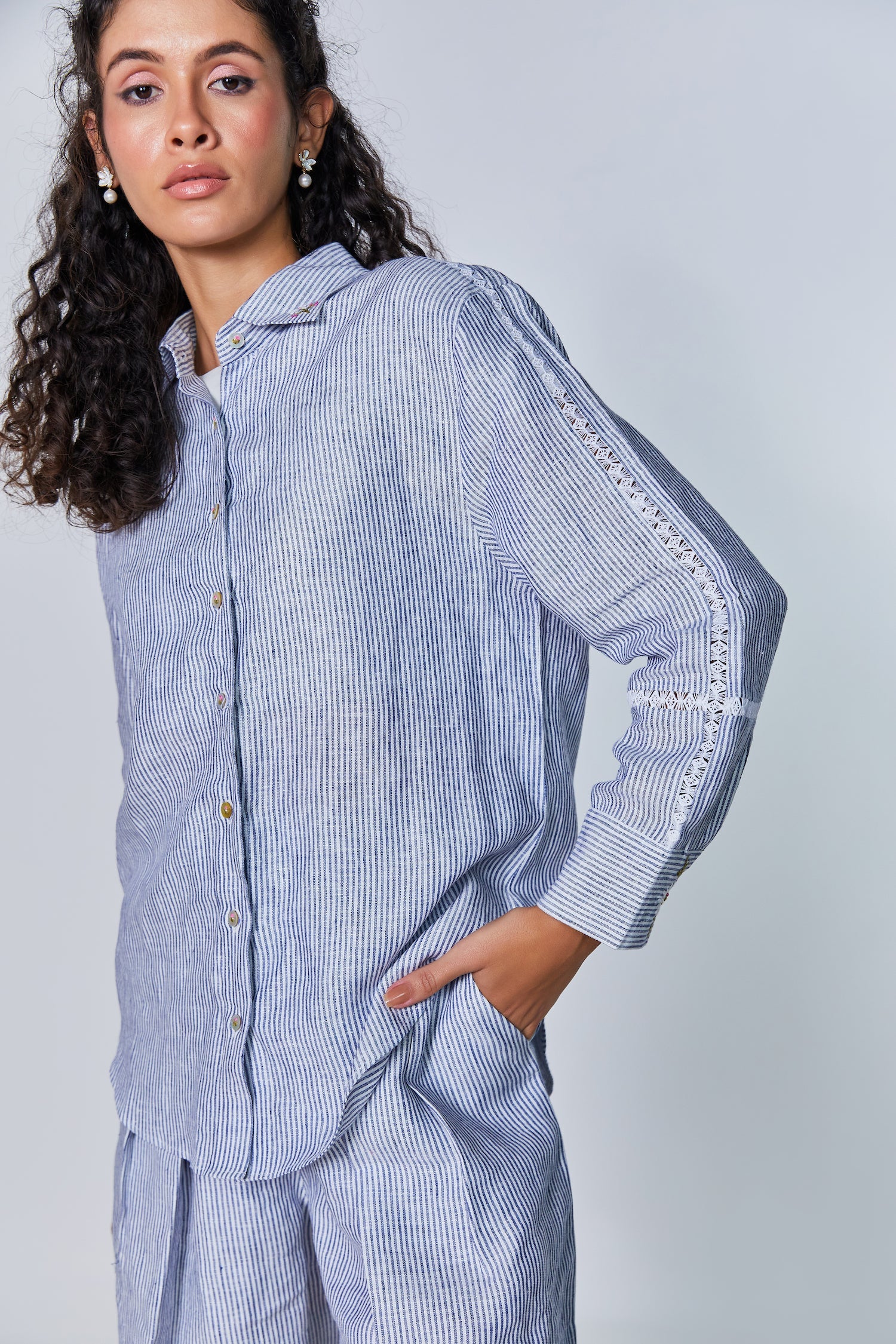 Sky Blue Pinstripe Shirt Co-Ord