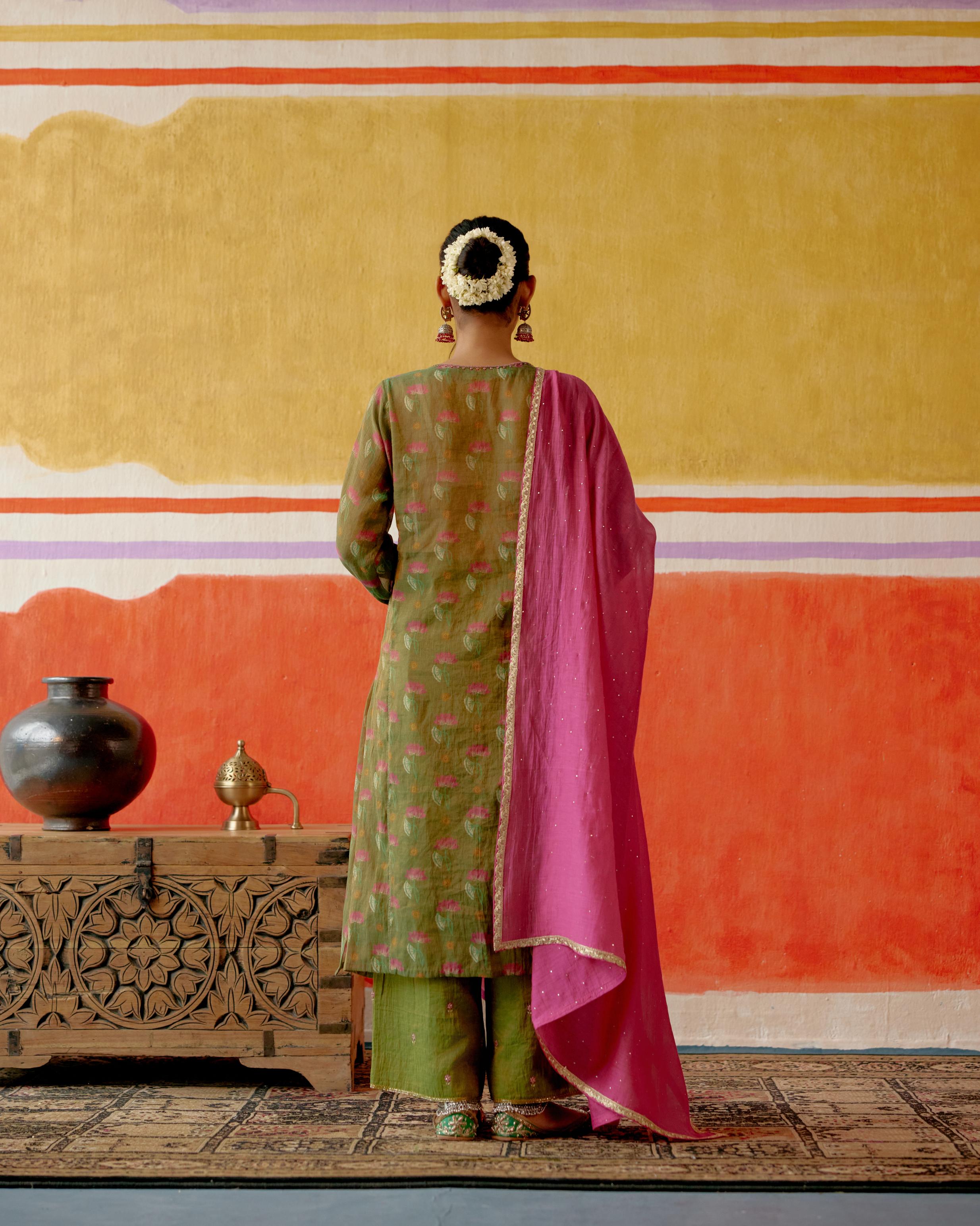 Mehndi Beaded Kurta Set