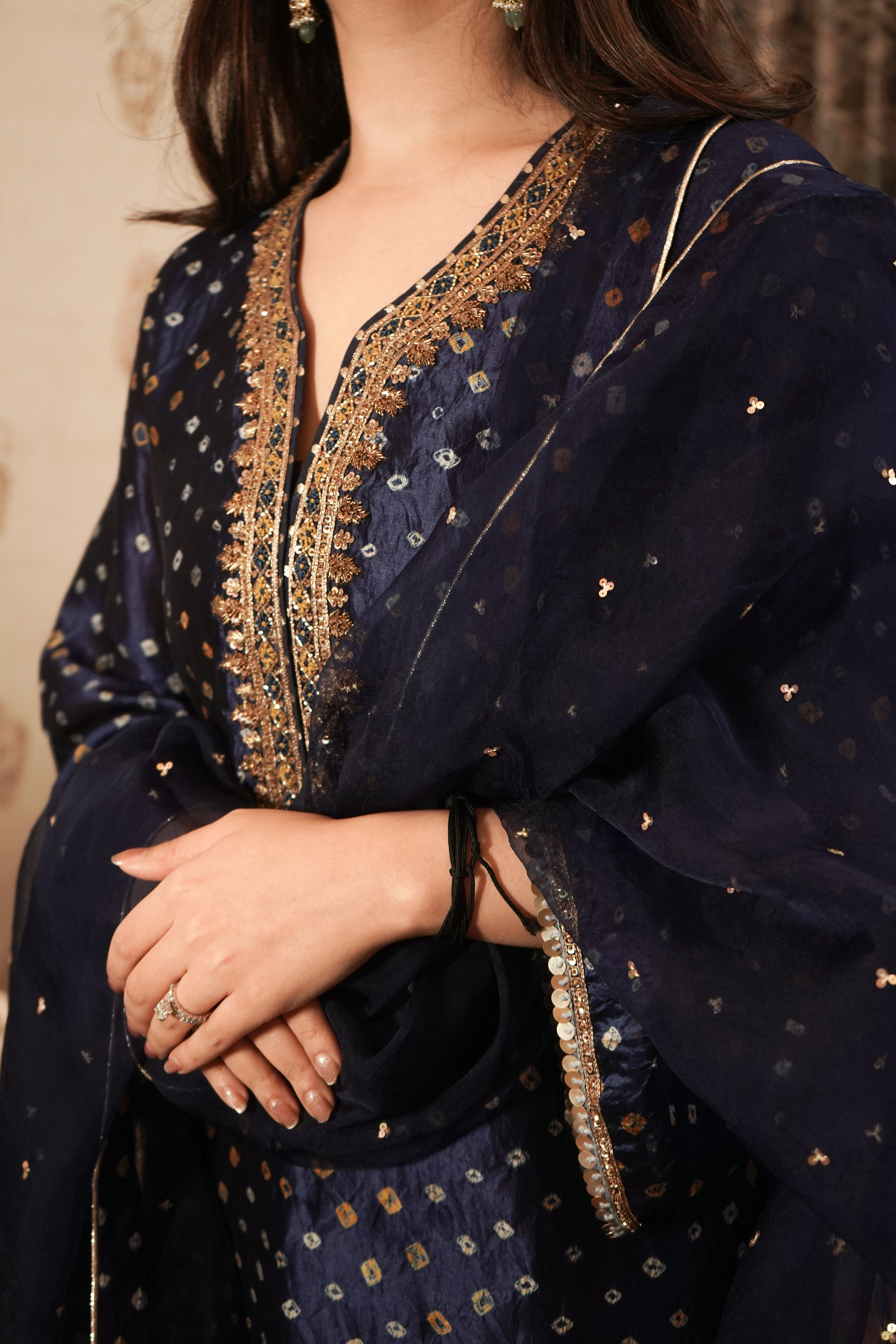 Midnight Blue Bandhani Salwar Set