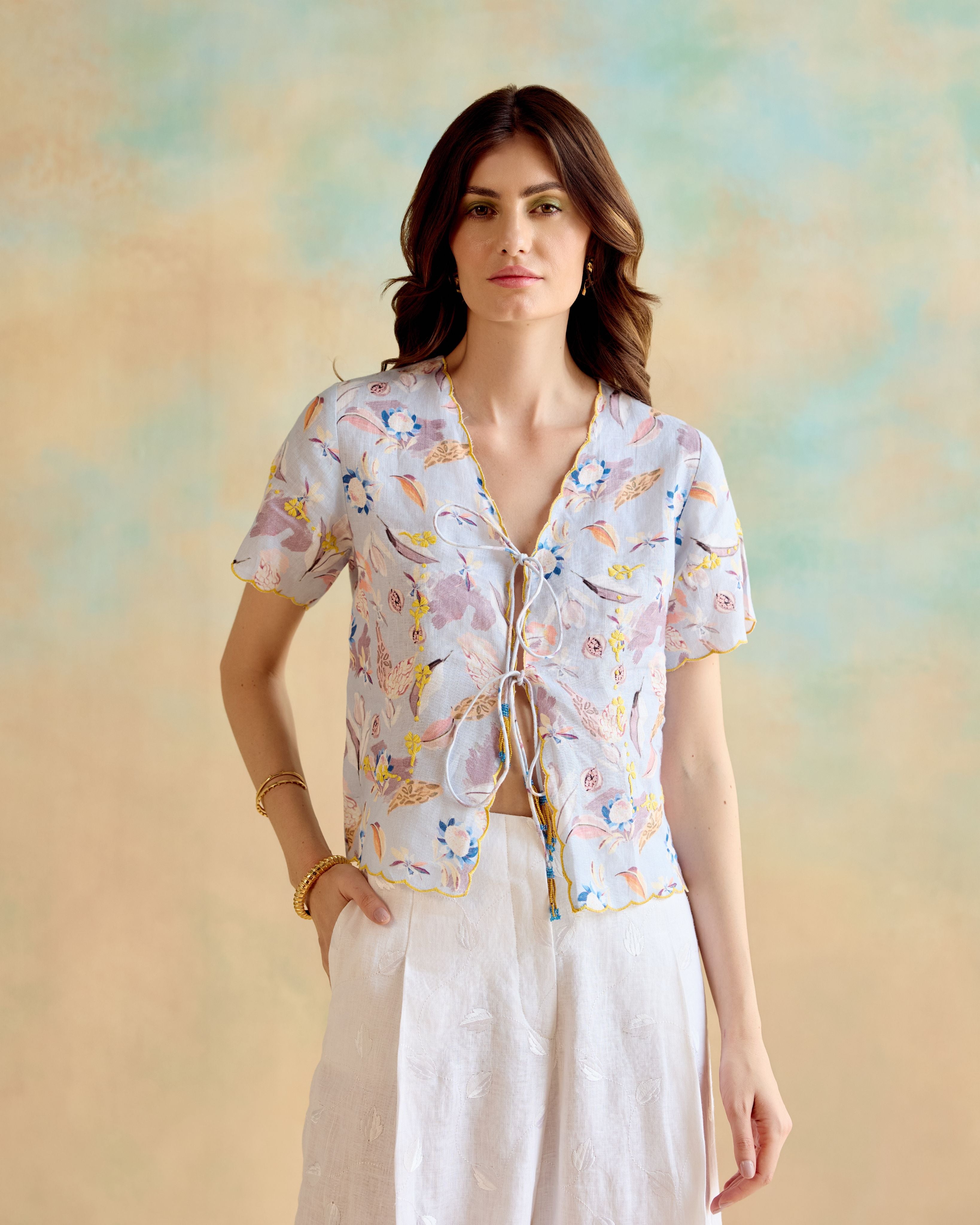 Ocean Blue Scallop Top