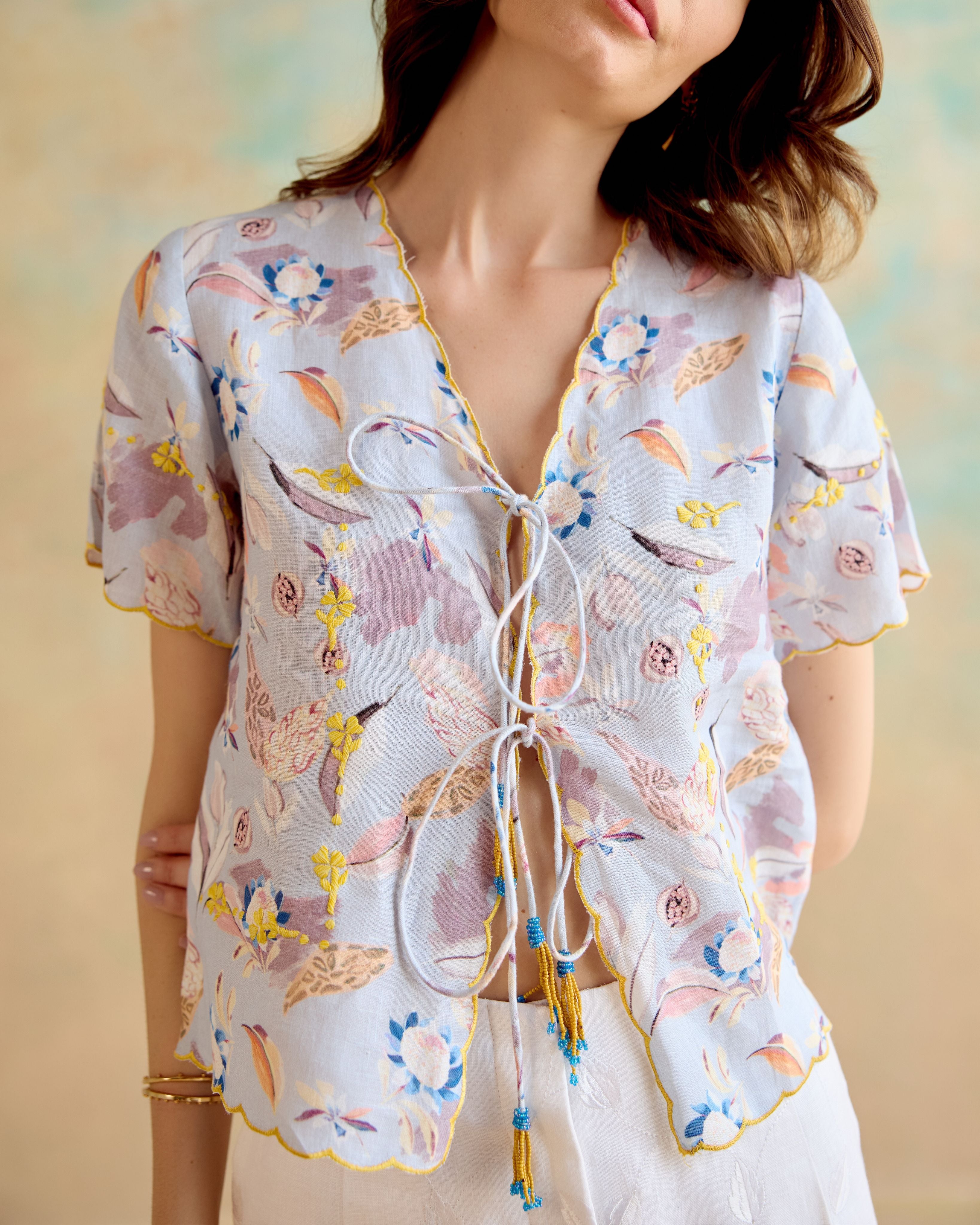 Ocean Blue Scallop Top
