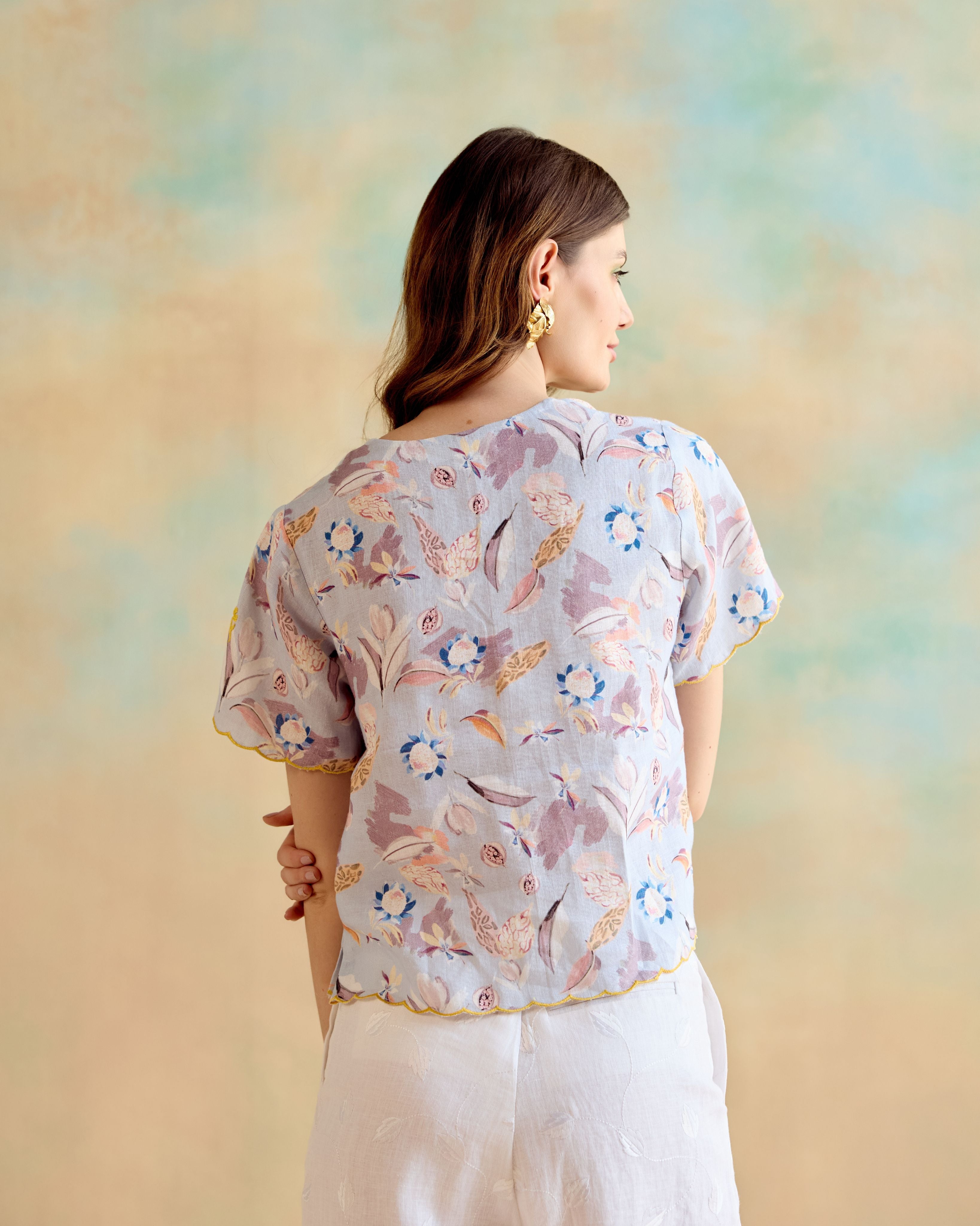Ocean Blue Scallop Top