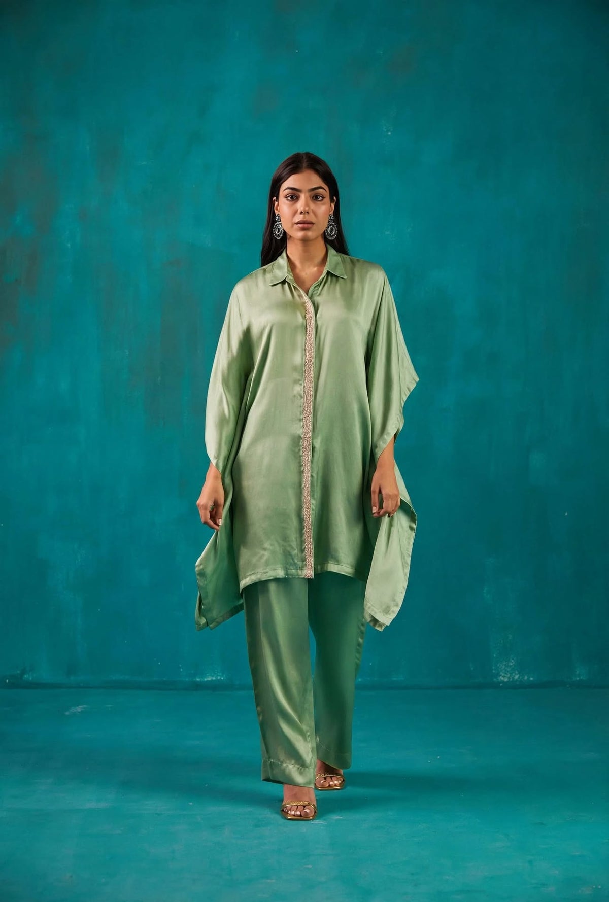 Sage Green Shirt Kaftan Co-Ord Set
