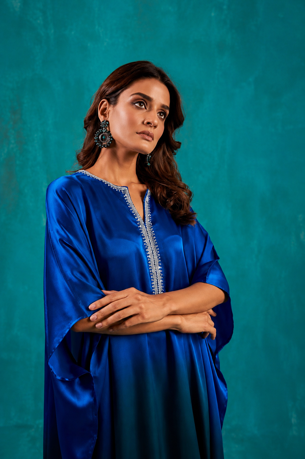 Teal Green Ombré Kaftan Co-Ord Set