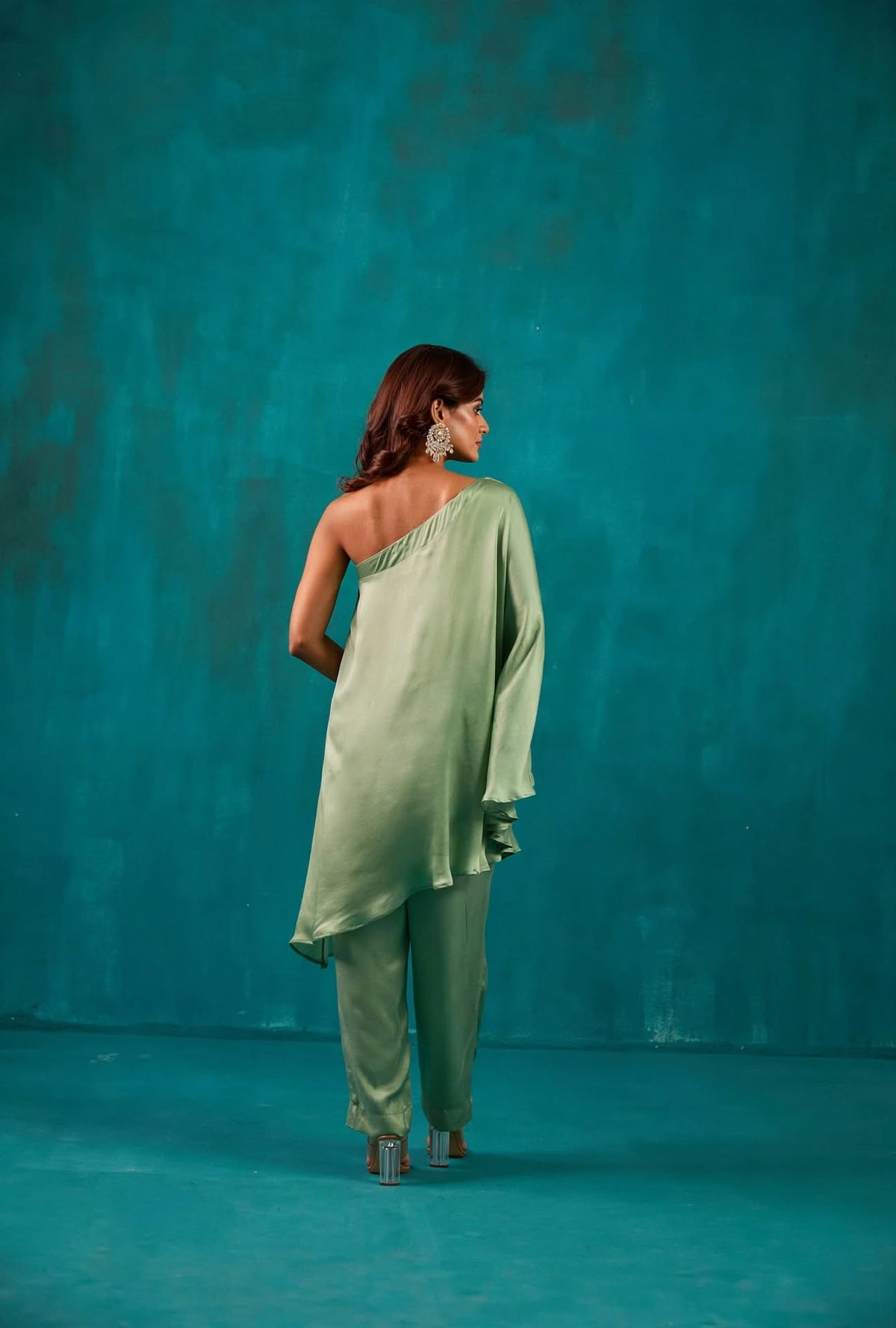 Sage Green One Shoulder Kaftan Co-Ord Set