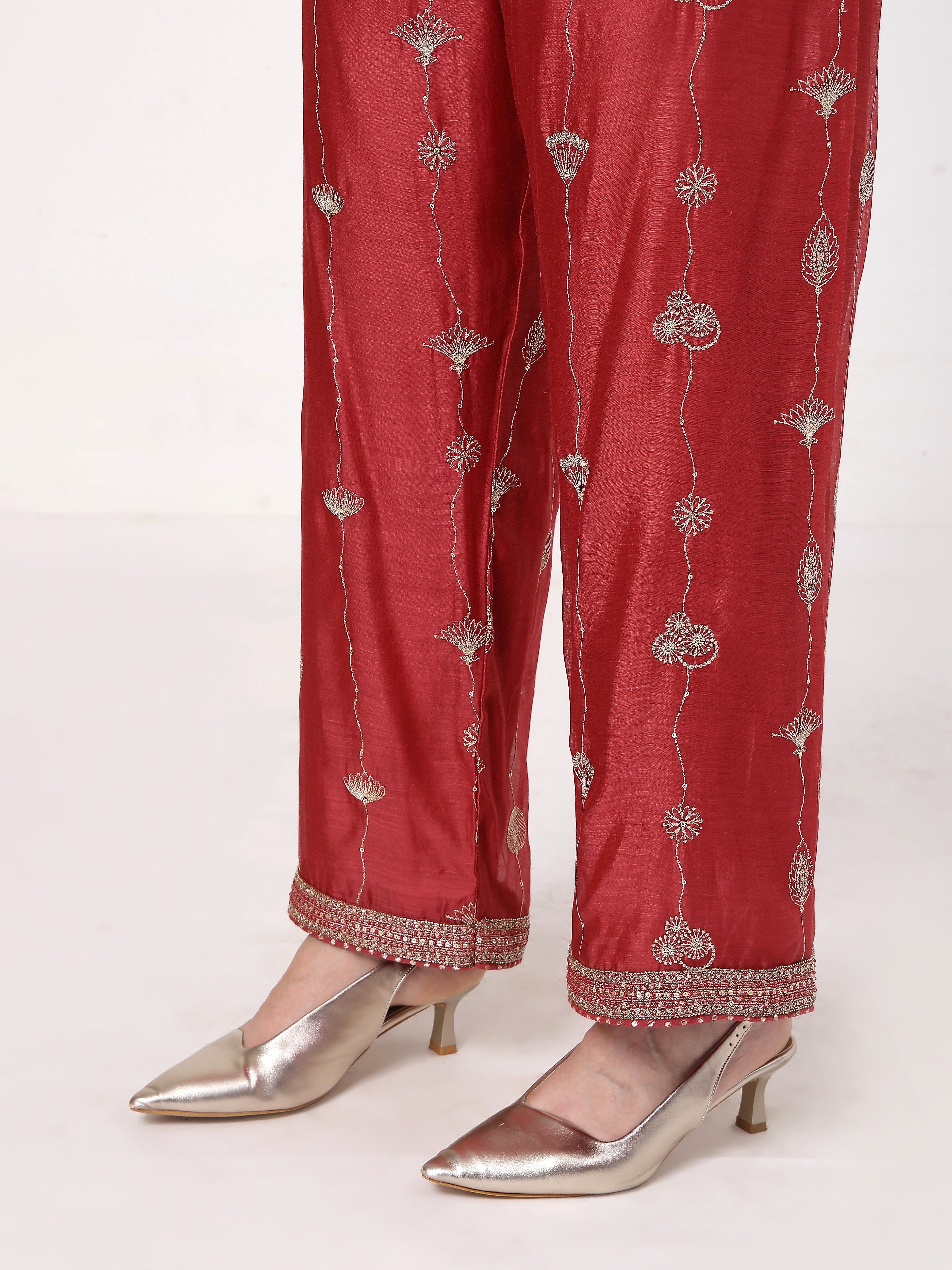 Maroon Embroidered Suit Set