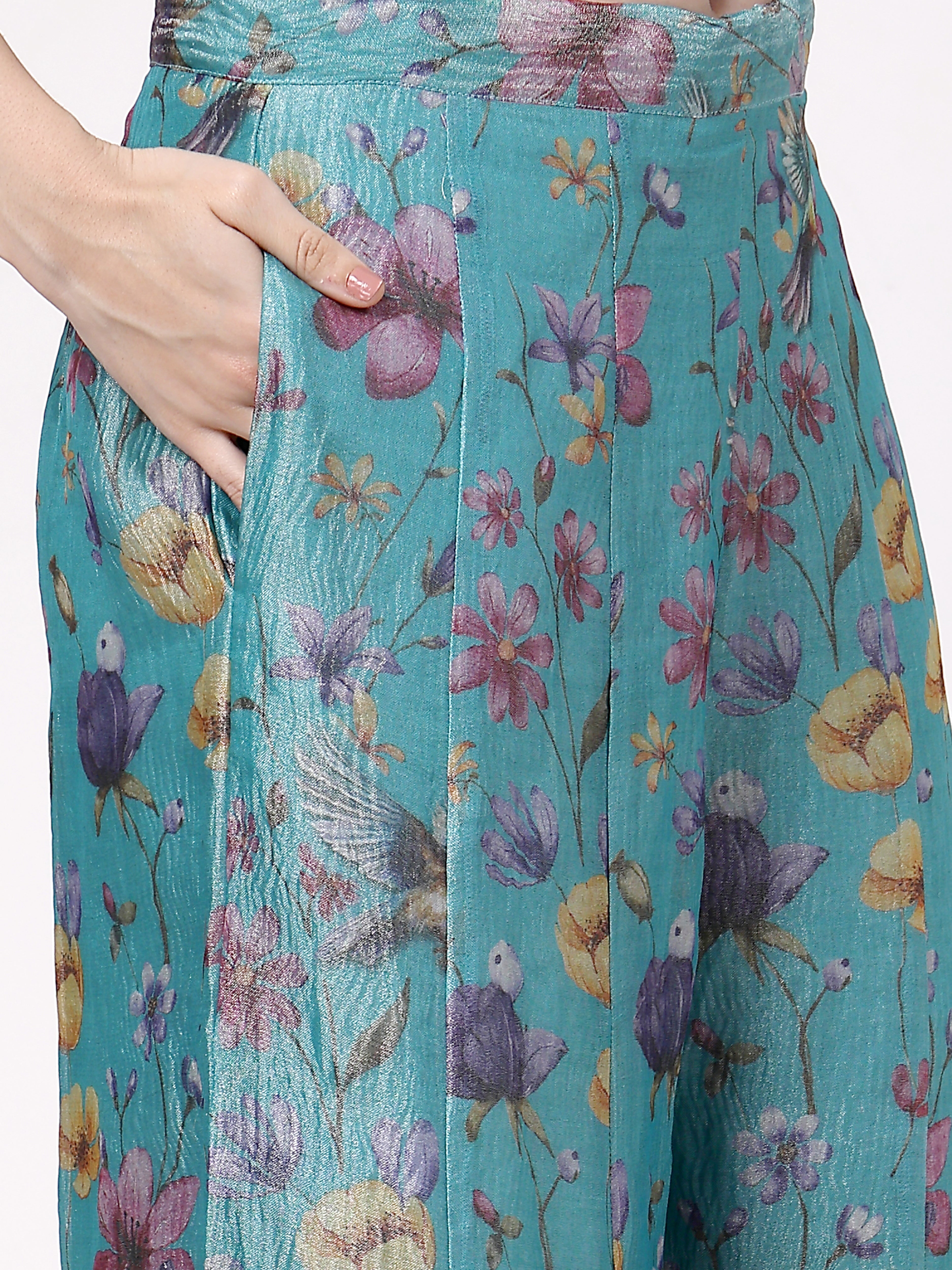 Turqouise Floral Sharara Set