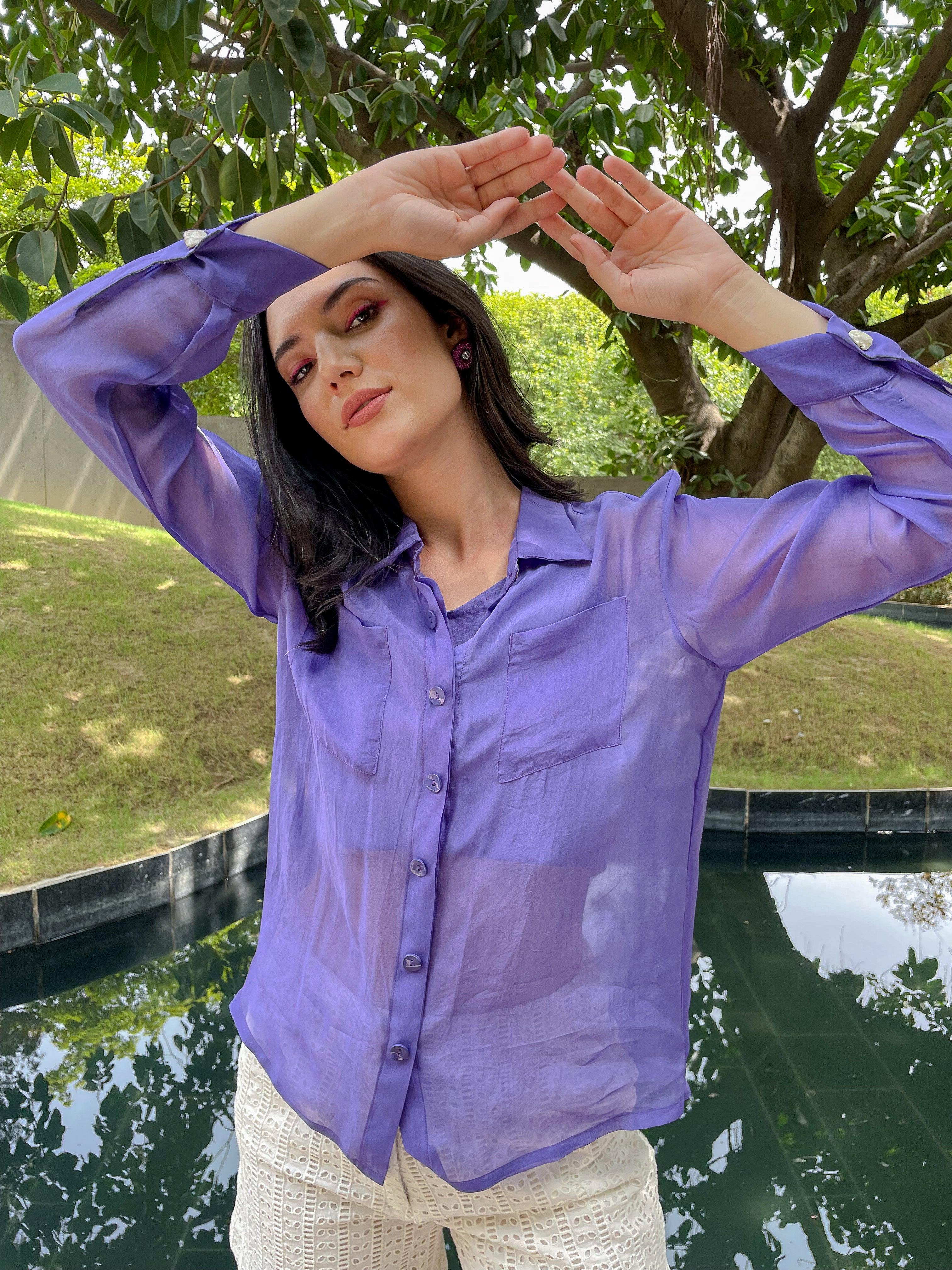 Lavender Organza Shirt - Kapaas