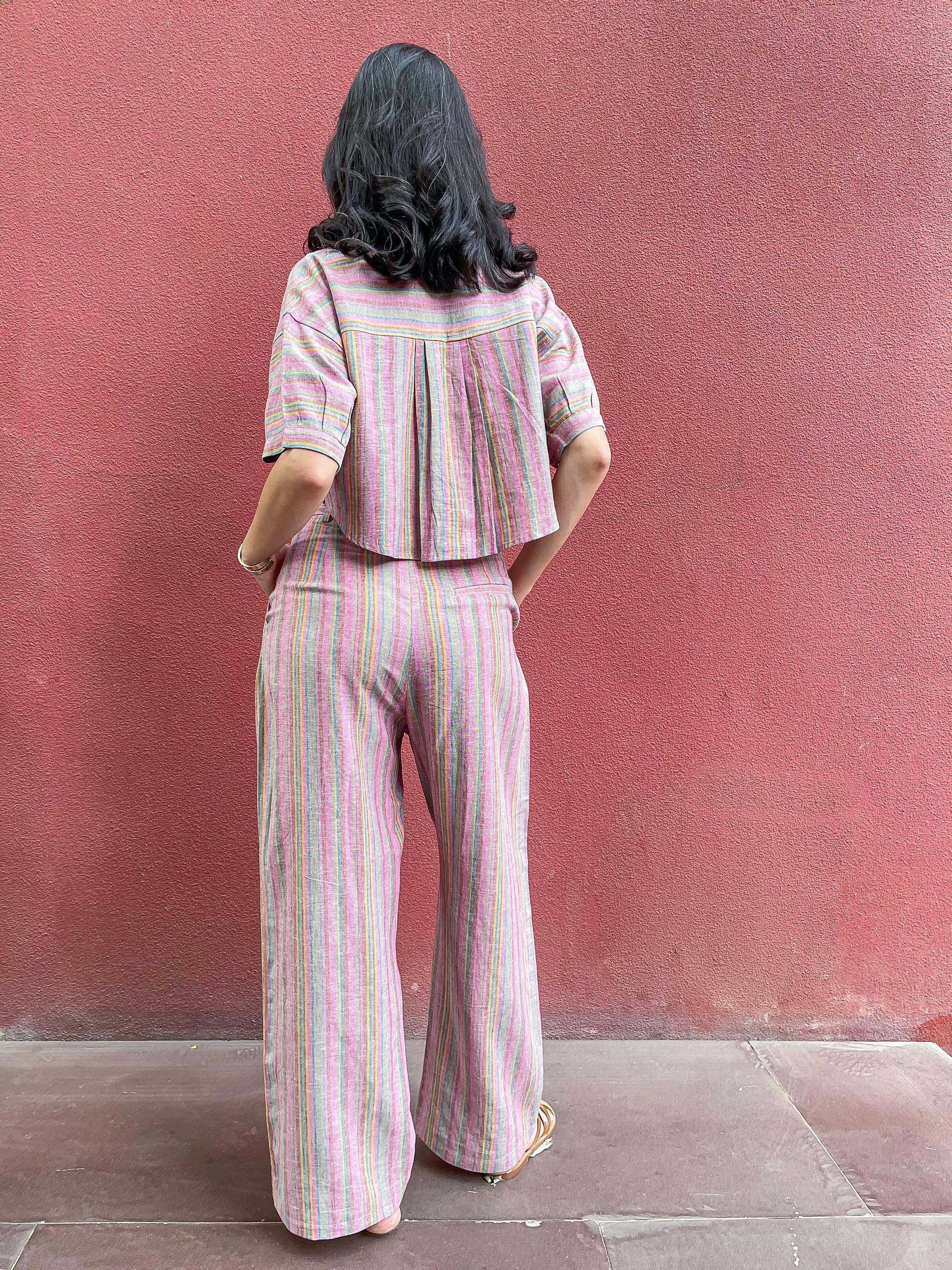 Multi Stripes Linen Co-ord Set - Kapaas
