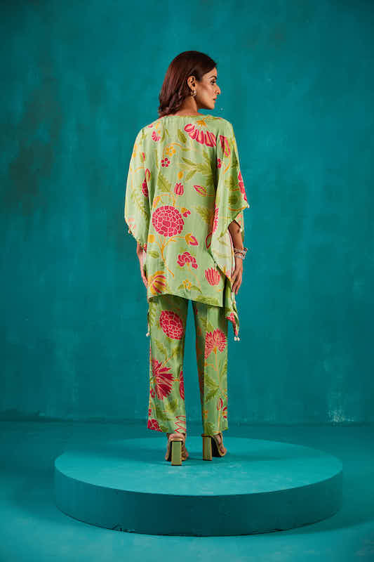 Green Printed Kaftan Co-ord Set