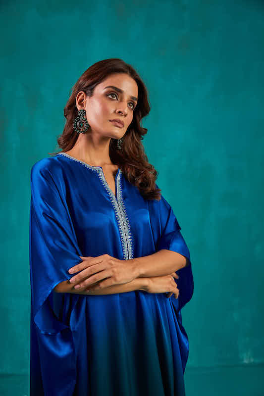 Teal Green Ombré Kaftan Co-ord Set