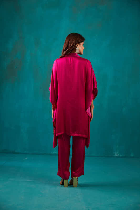 Fuchsia Shirt Kaftan Co-ord Set