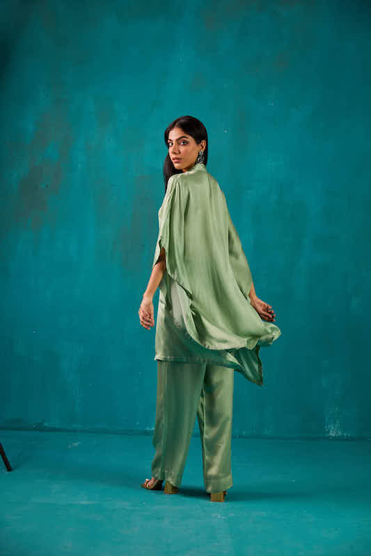 Sage Green Shirt Kaftan Co-ord Set