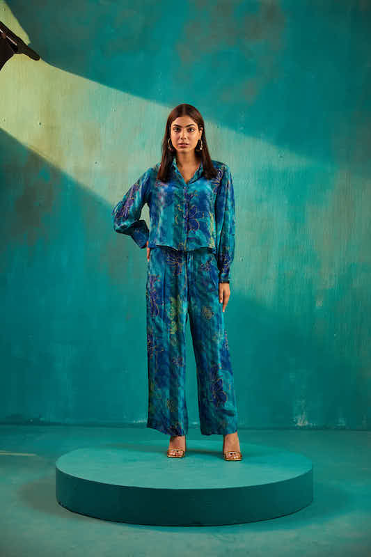 Teal Blue Printed Co-ord Set