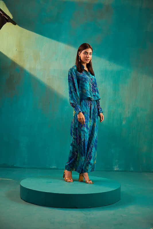 Teal Blue Printed Co-ord Set
