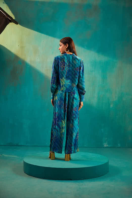 Teal Blue Printed Co-ord Set