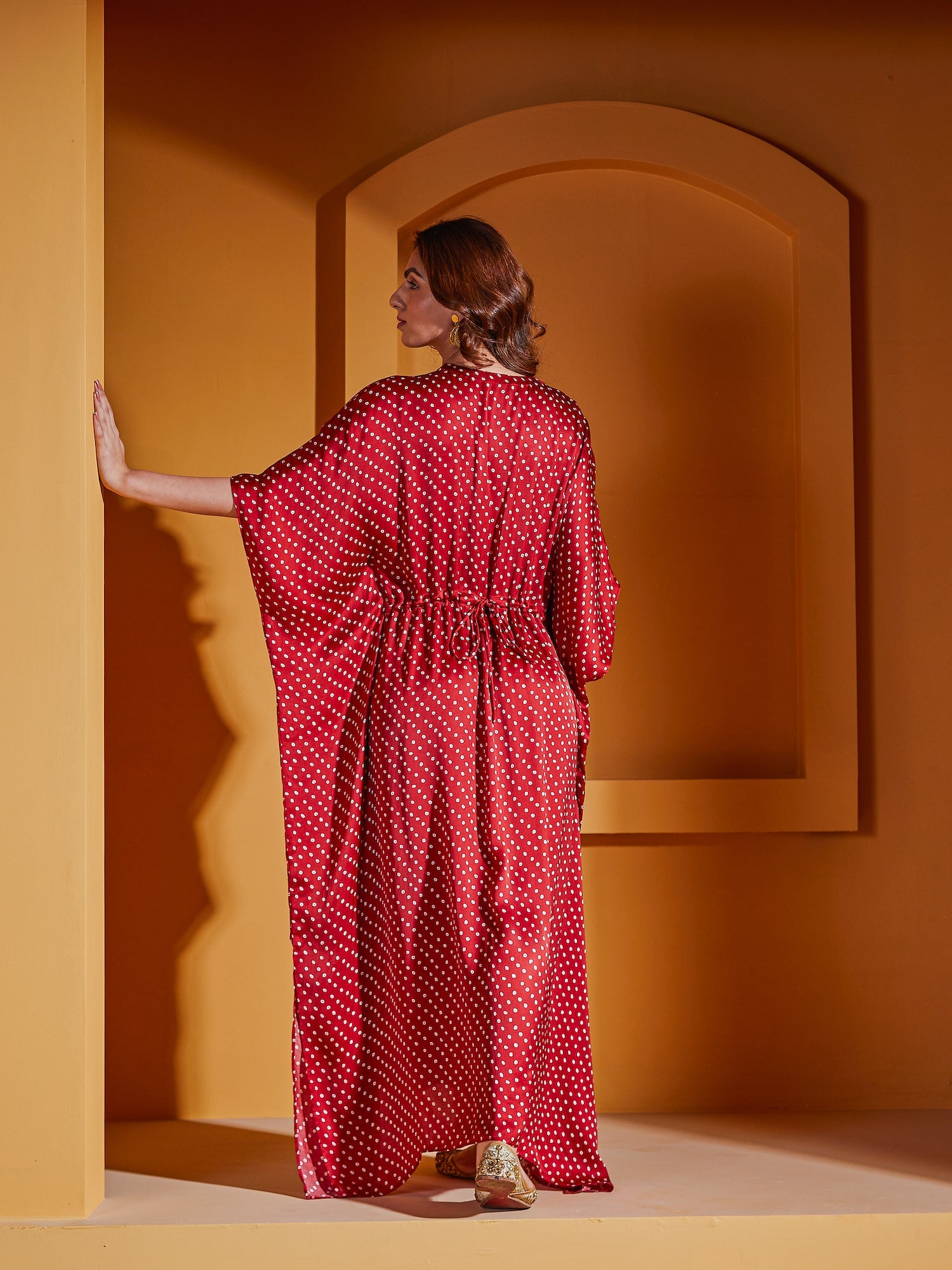 Rhubarb Satin Kaftan Dress