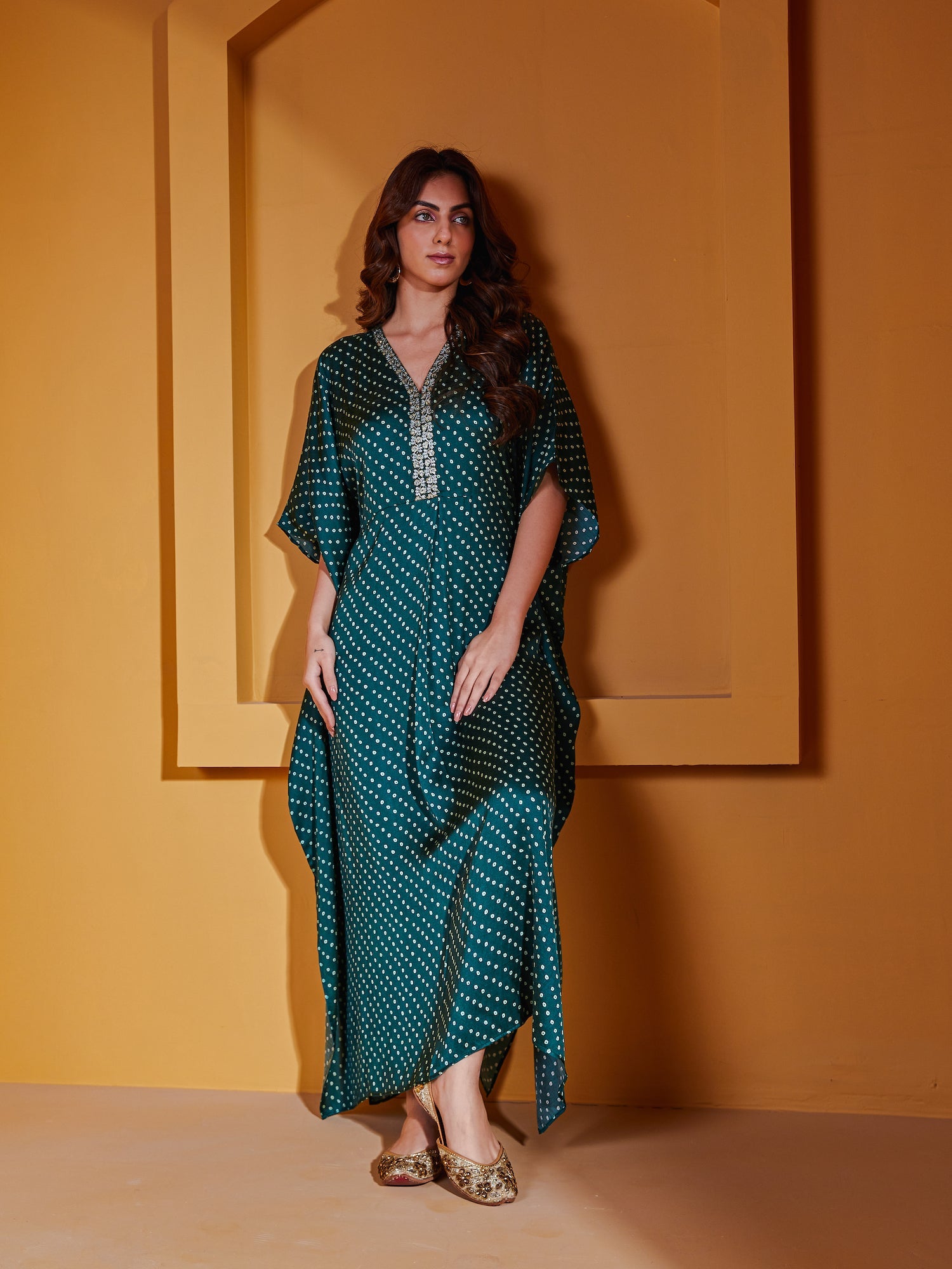 Satin Printed Kaftan Dress Buy Abstract Print Waves Patterned Knee Length  Kaftan Dress
