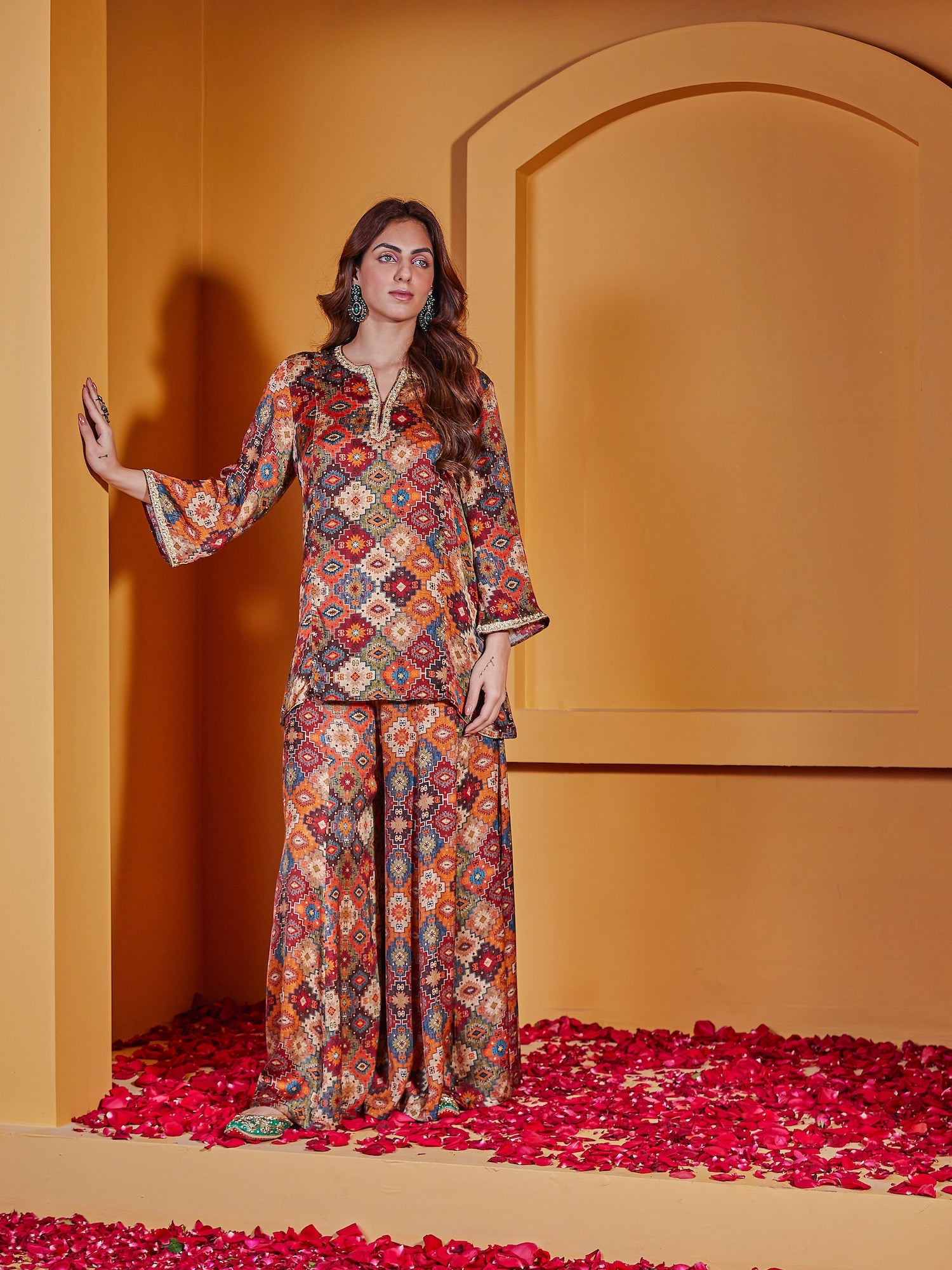 Rust Print Sharara Set